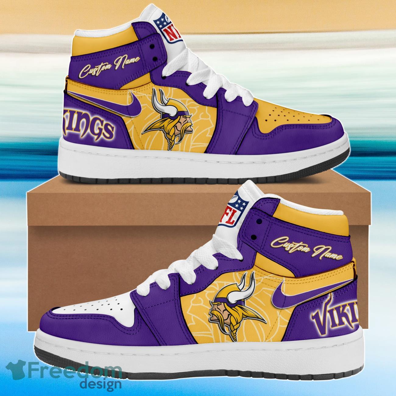 Vikings Special Edition Air Jordan Hightop Custom Name Product Photo 1