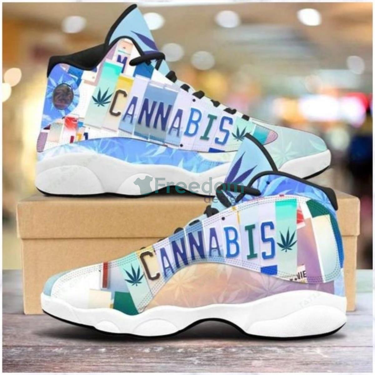 Vintage Cannabis License Plate Air Jordan 13 Shoes Running Casual Sneakers Product Photo 1