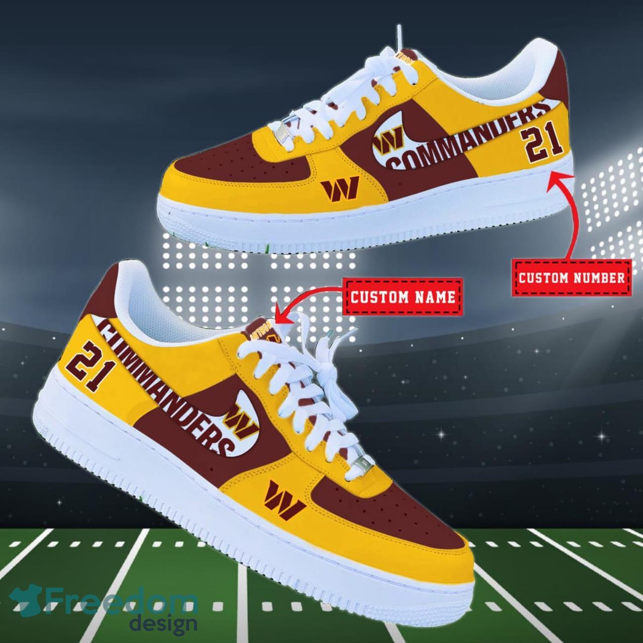 Washington Commanders NFL Personalized Air Force Shoes Custom Name Product Photo 2