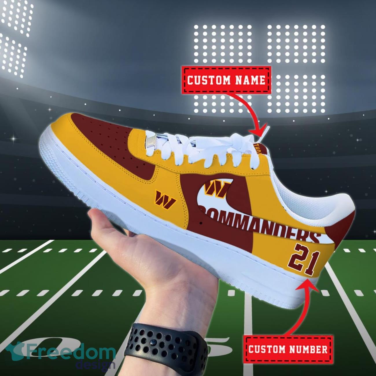 Washington Commanders NFL Personalized Air Force Shoes Custom Name Product Photo 1