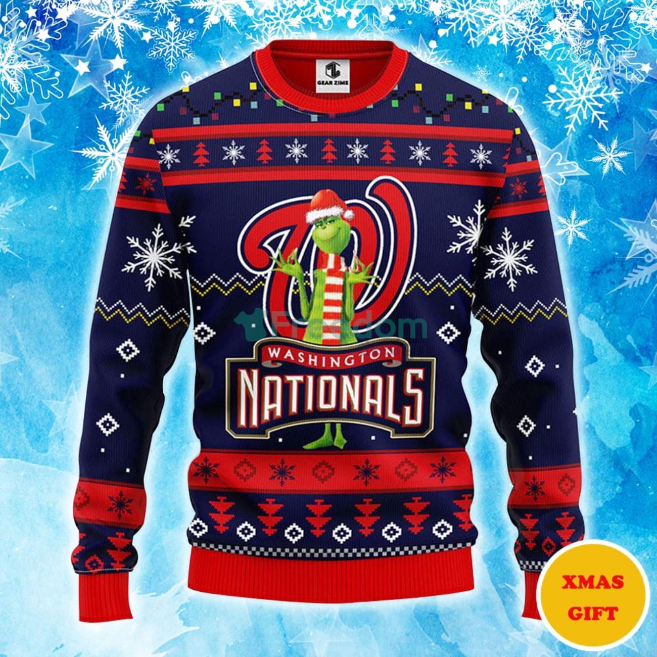 Washington Nationals Funny Grinch Christmas AOP Sweater