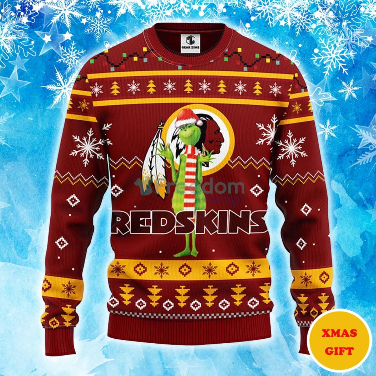 Washington Redskins Funny Grinch Christmas AOP Sweater - Freedomdesign