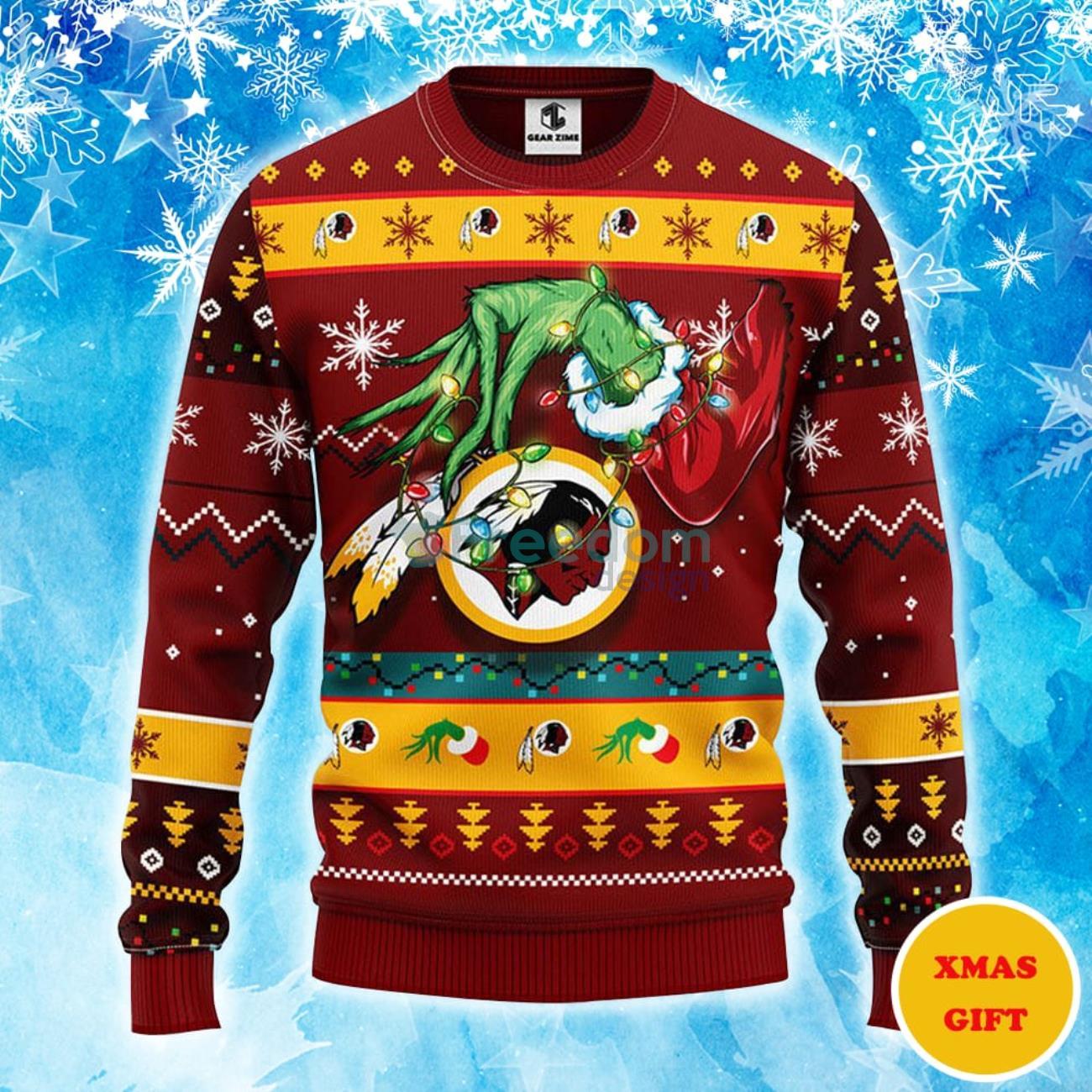 Washington Redskins Funny Grinch Christmas AOP Sweater - Freedomdesign