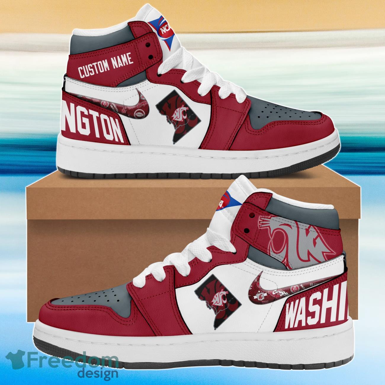 Washington State Cougars City Air Jordan Hightop Custom Name Product Photo 1
