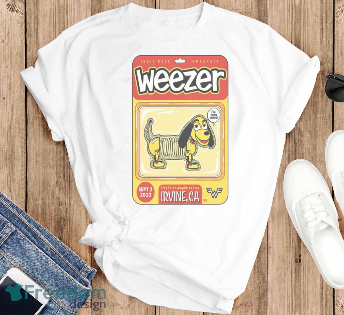 Weezer September 2 2023 Fivepoint Amphitheatre Irvine CA Art Poster Design T Shirt - T-SHIRT FLAT