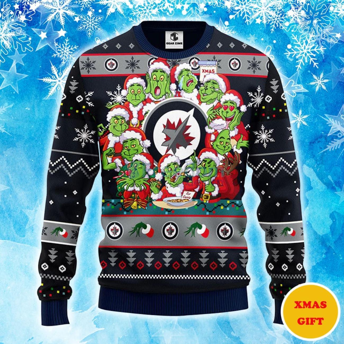 Winnipeg Jets 12 Grinch Xmas Day Christmas AOP Sweater - Freedomdesign