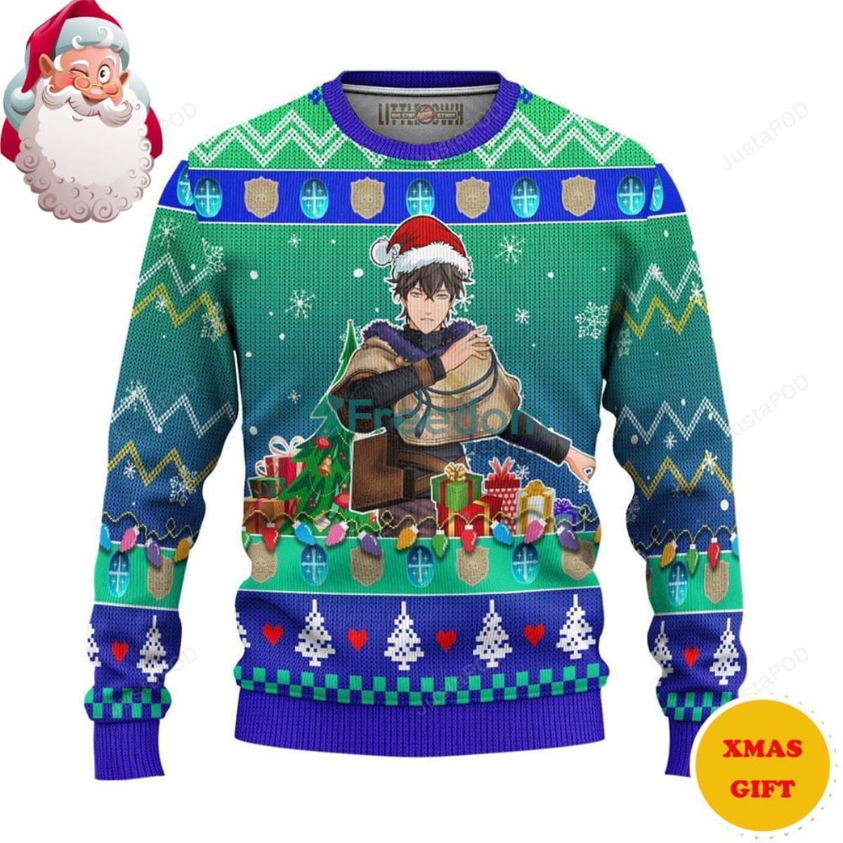 Yuno Grinberryall Black Clover Santa Manga Anime Christmas AOP Sweater ...