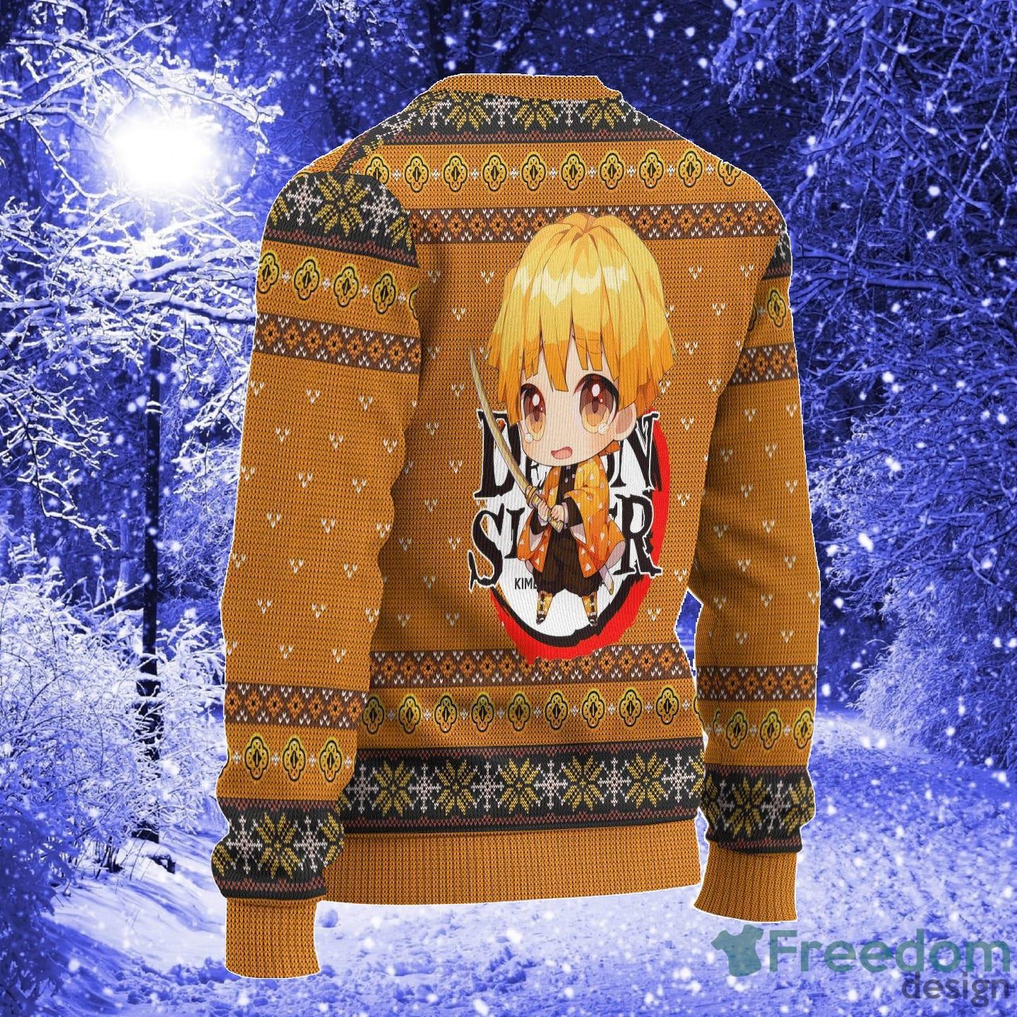 Zenitsu Demon Slayer Anime Xmas Women Mens Ugly Christmas Sweater - Zenitsu Demon Slayer Anime Ugly Christmas Sweater Xmas Gift_2
