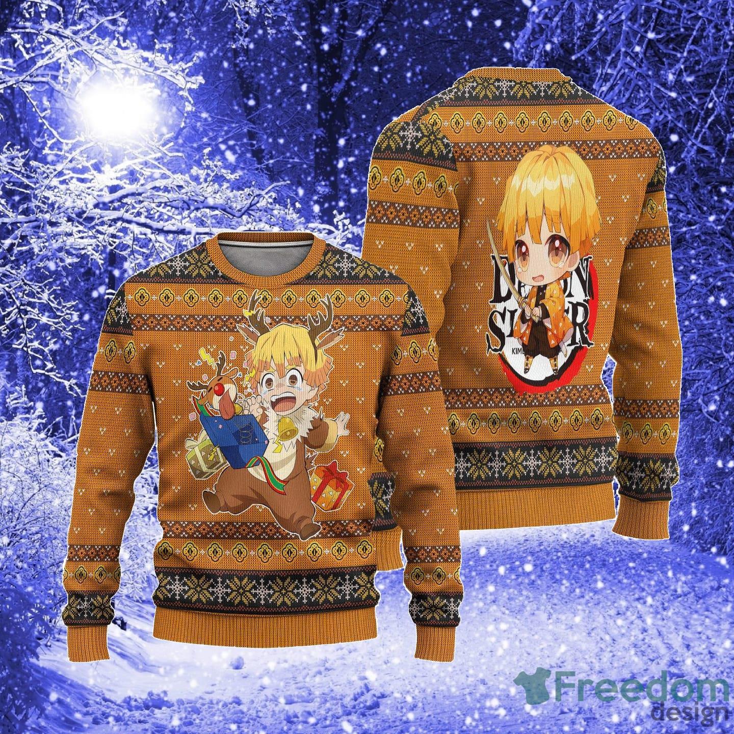 Zenitsu Demon Slayer Anime Xmas Women Mens Ugly Christmas Sweater - Zenitsu Demon Slayer Anime Ugly Christmas Sweater Xmas Gift_3 Zenitsu Demon Slayer Anime Xmas Women Mens Ugly Christmas Sweater - Zenitsu Demon Slayer Anime Ugly Christmas Sweater Xmas Gift_3