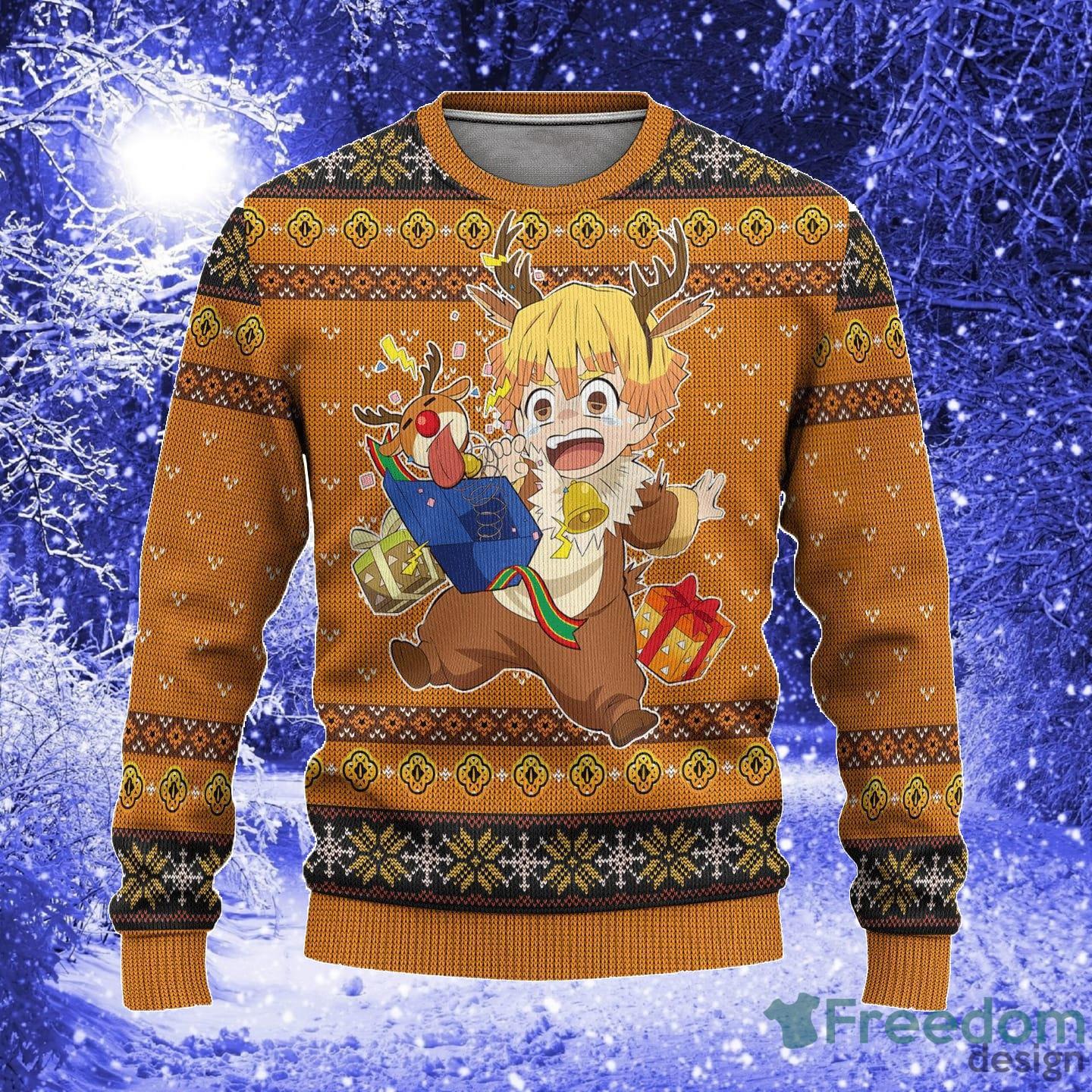 Zenitsu Demon Slayer Anime Xmas Women Mens Ugly Christmas Sweater - Zenitsu Demon Slayer Anime Ugly Christmas Sweater Xmas Gift_1