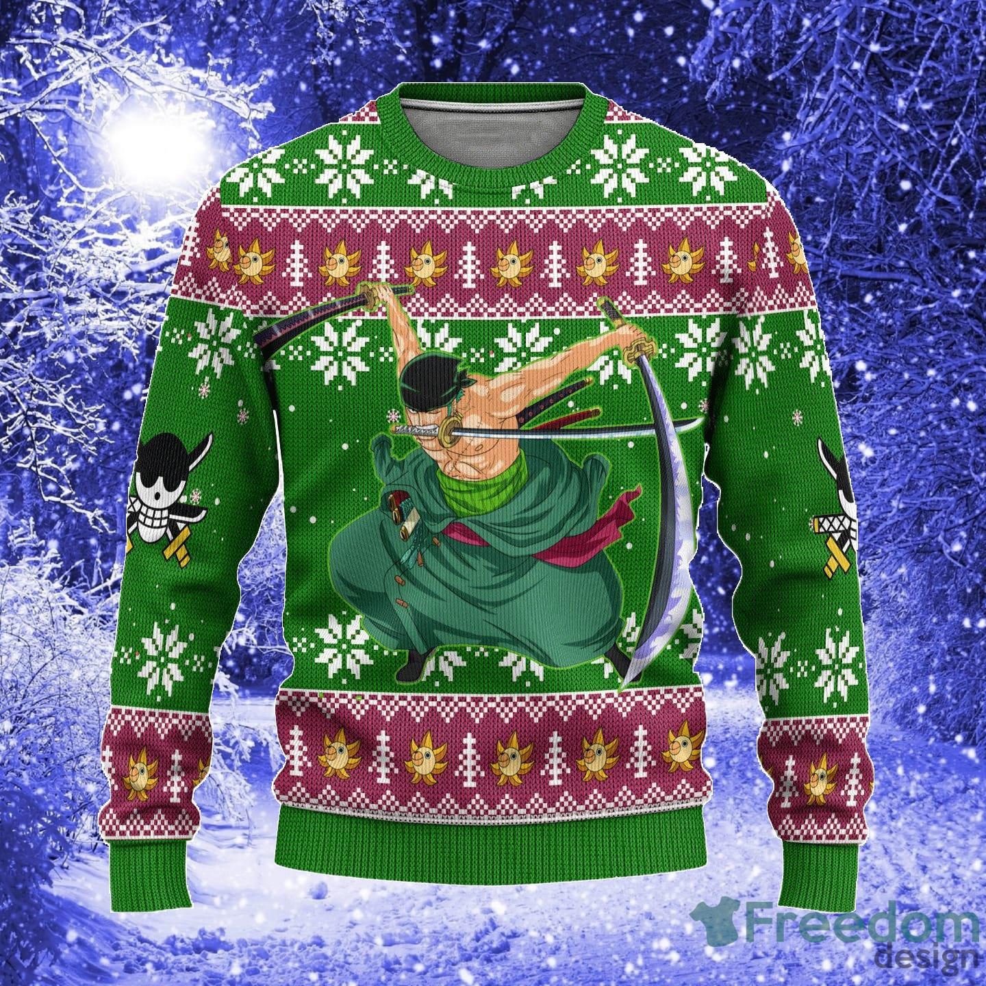 Zoro One Piece Anime Xmas Women Mens Ugly Christmas Sweater - Zoro One Piece Anime Ugly Christmas Sweater Xmas Gift_1