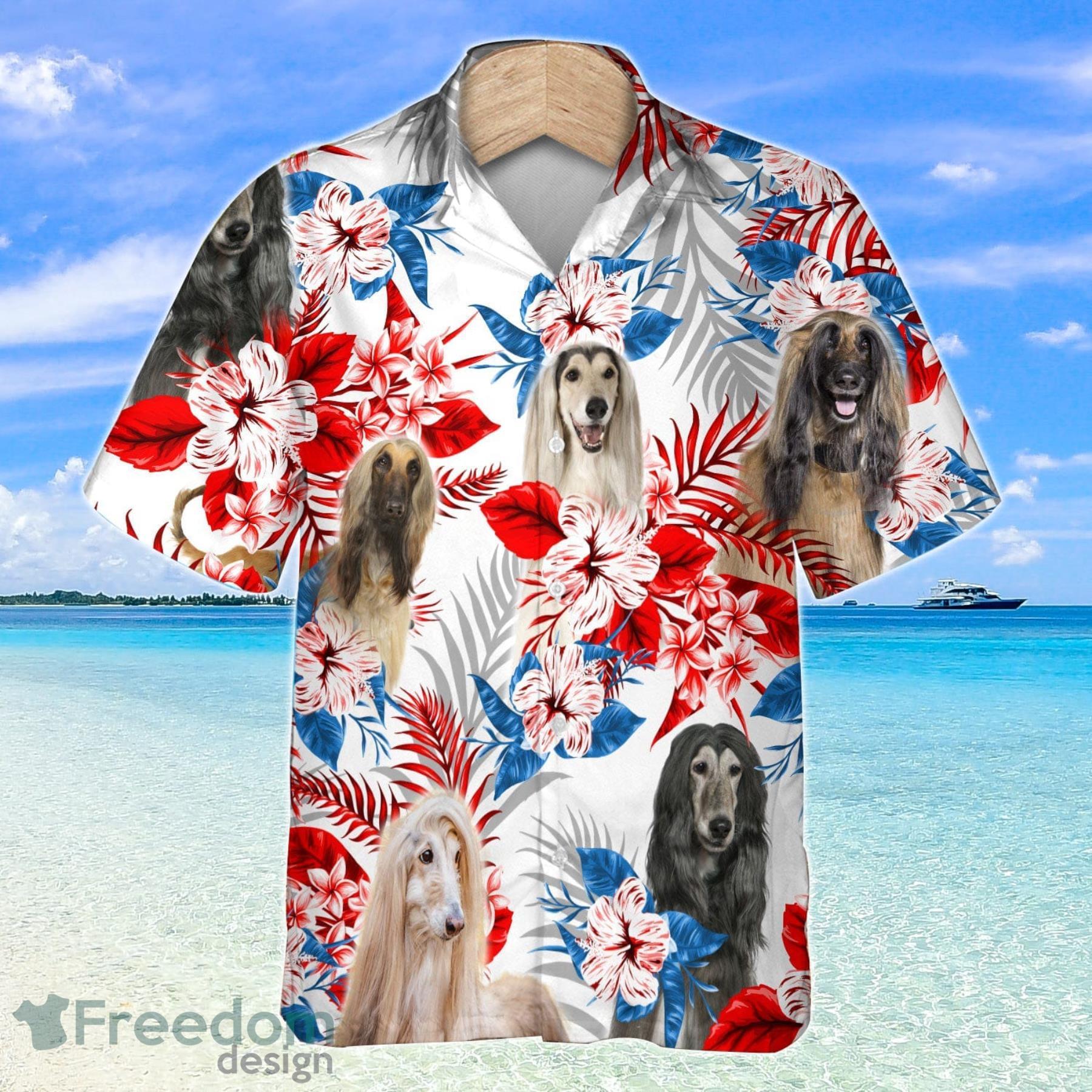 Afghan Hound American Flag Tropical Flower Hawaiian Shirt For Dog Lover Product Photo 1