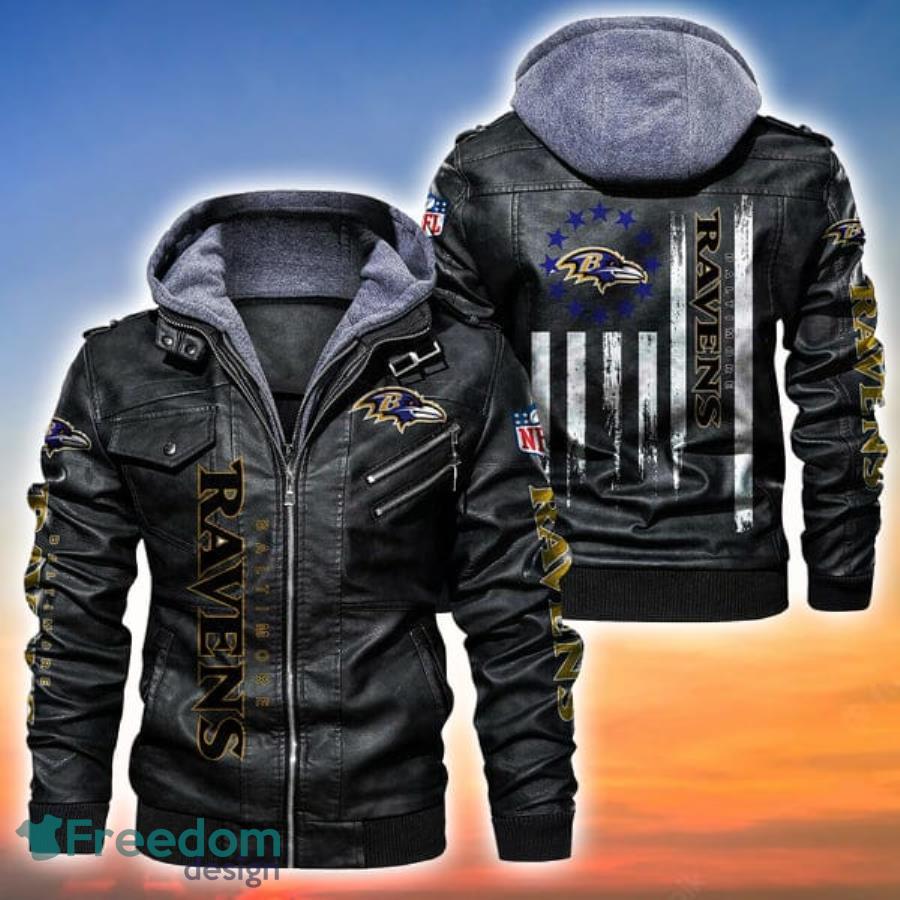 American Flag Baltimore Ravens NFL Leather Jacket Product Photo 2