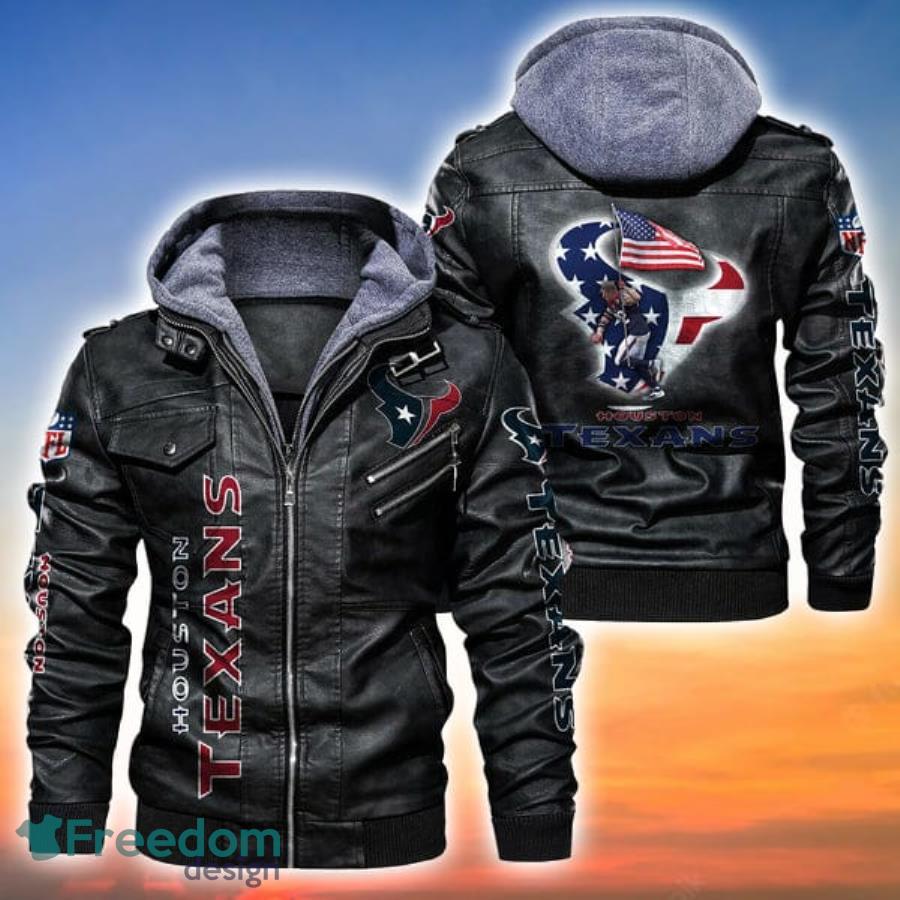 American Flag Houston Texans NFL Leather Jacket Product Photo 2