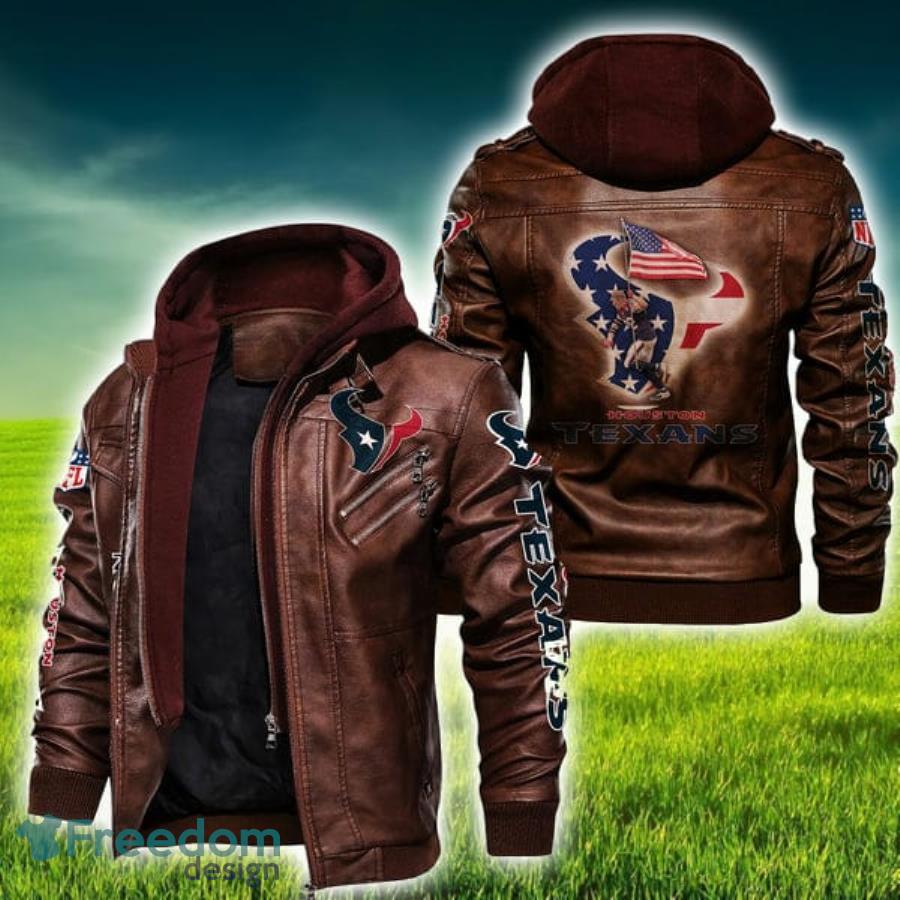American Flag Houston Texans NFL Leather Jacket Product Photo 1 American Flag Houston Texans NFL Leather Jacket Product Photo 1