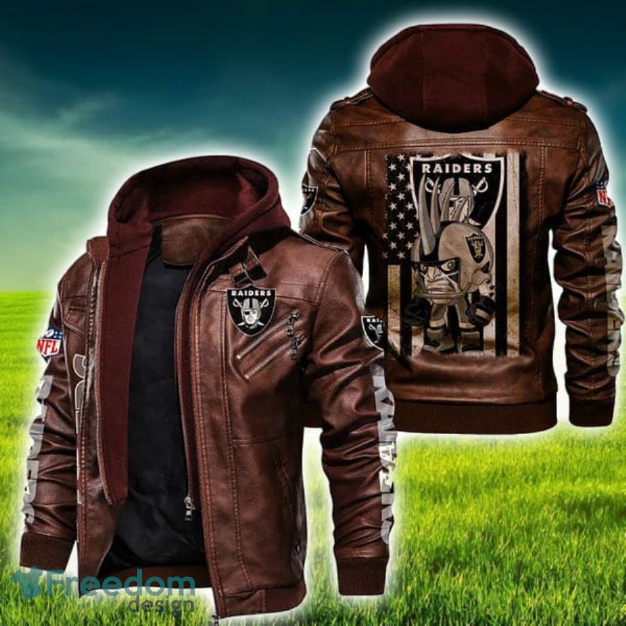 American Flag Las Vegas Raiders NFL Leather Jacket Product Photo 2