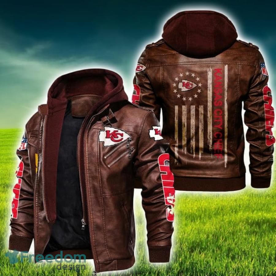 American Flag Vintage Kansas City Chiefs NFL Leather Jacket Product Photo 1 American Flag Vintage Kansas City Chiefs NFL Leather Jacket Product Photo 1