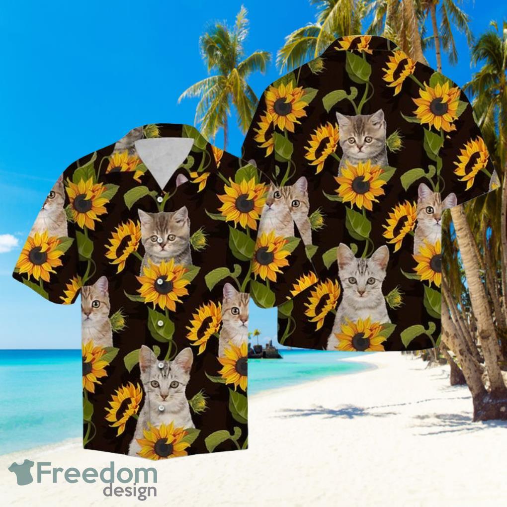 Baby Cat Sunflower Hawaiian Summer Beach Shirt Full Print Product Photo 1
