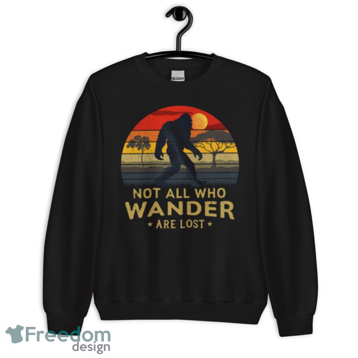 Bigfoot Not All Who Wander Are Lost Vintage Retro Shirt