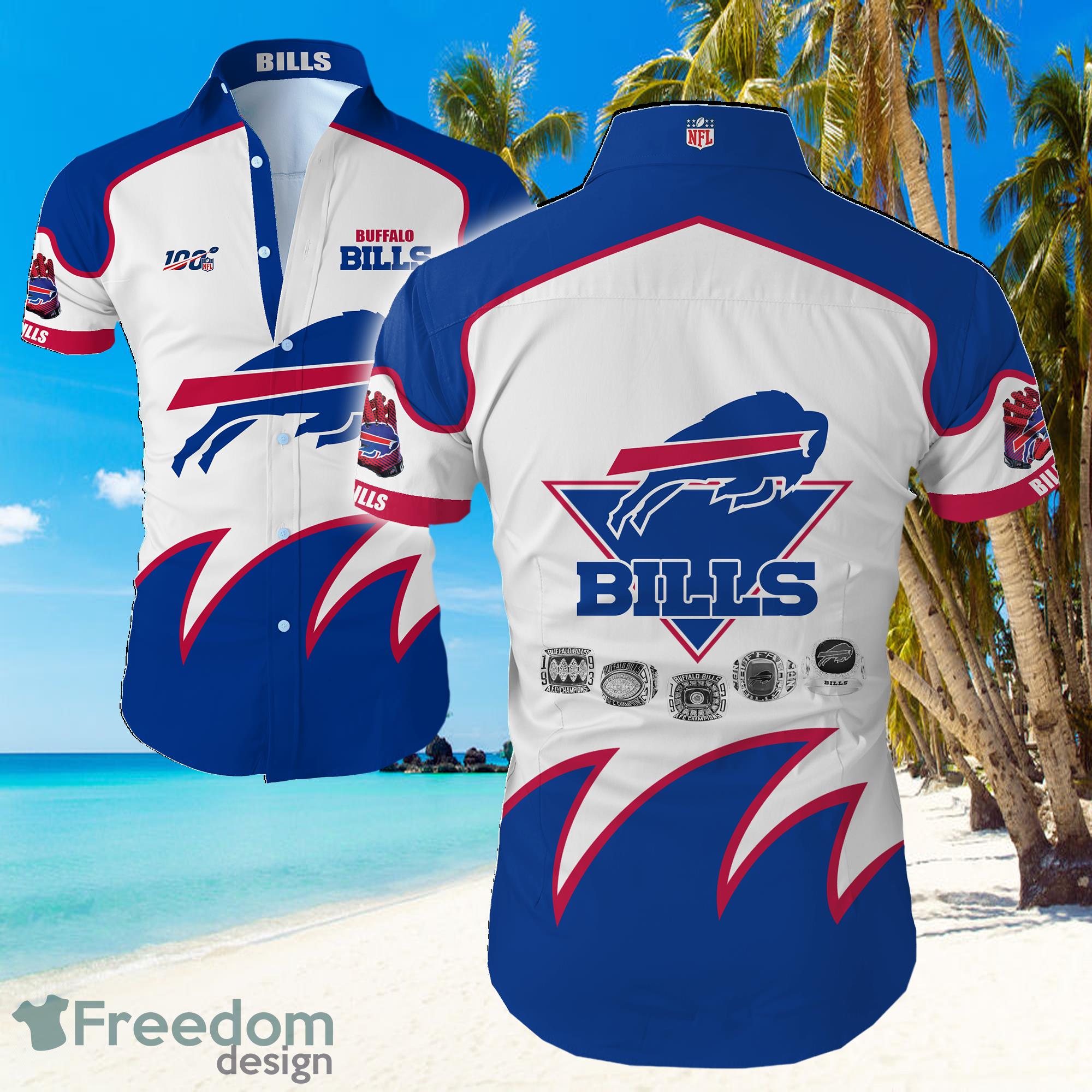 Buffalo Bills Big Logo Hawaiian Summer Beach Shirt Full Print Product Photo 1