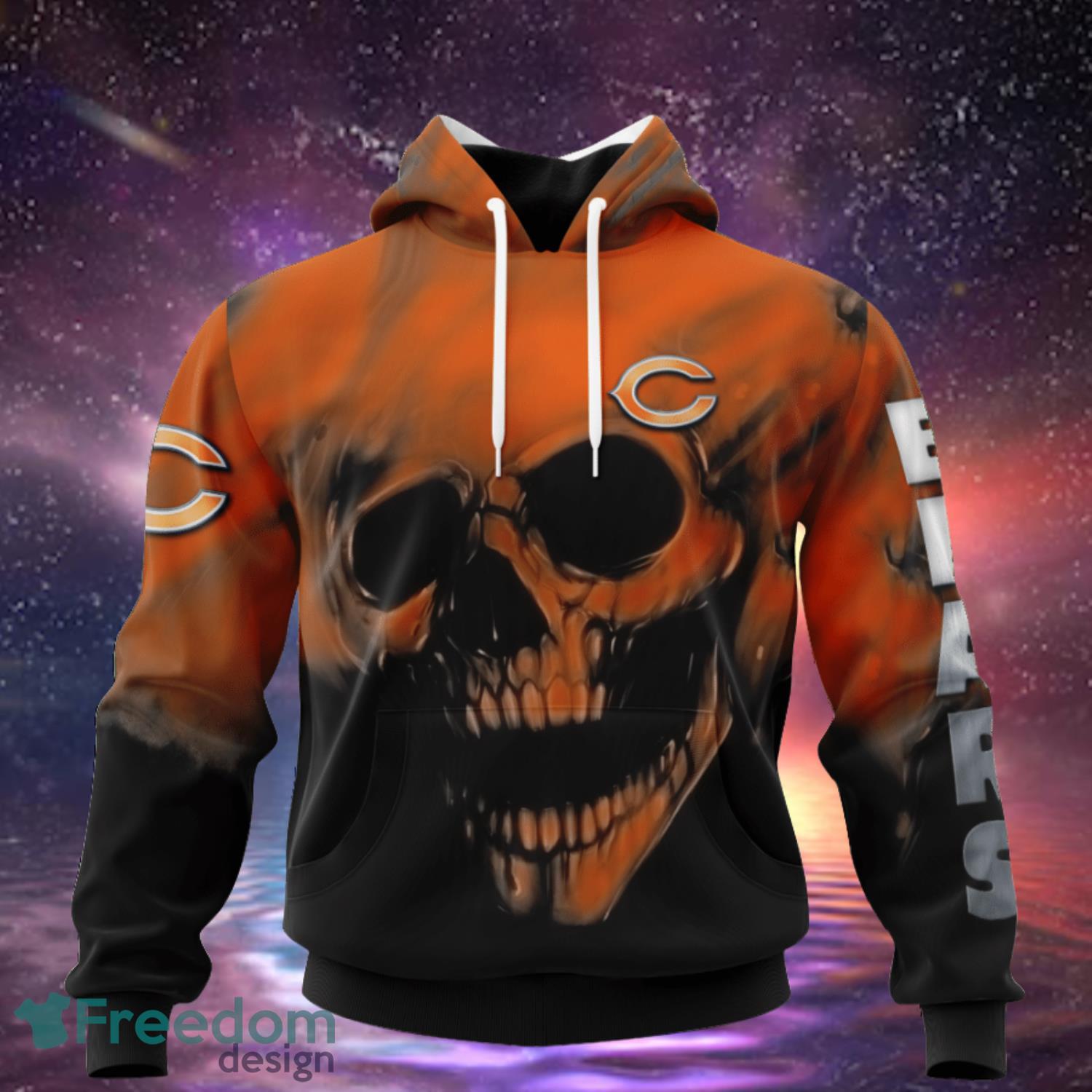 Chicago Bears Custom Name & Number Skull Hoodies Full Over Print Product Photo 2