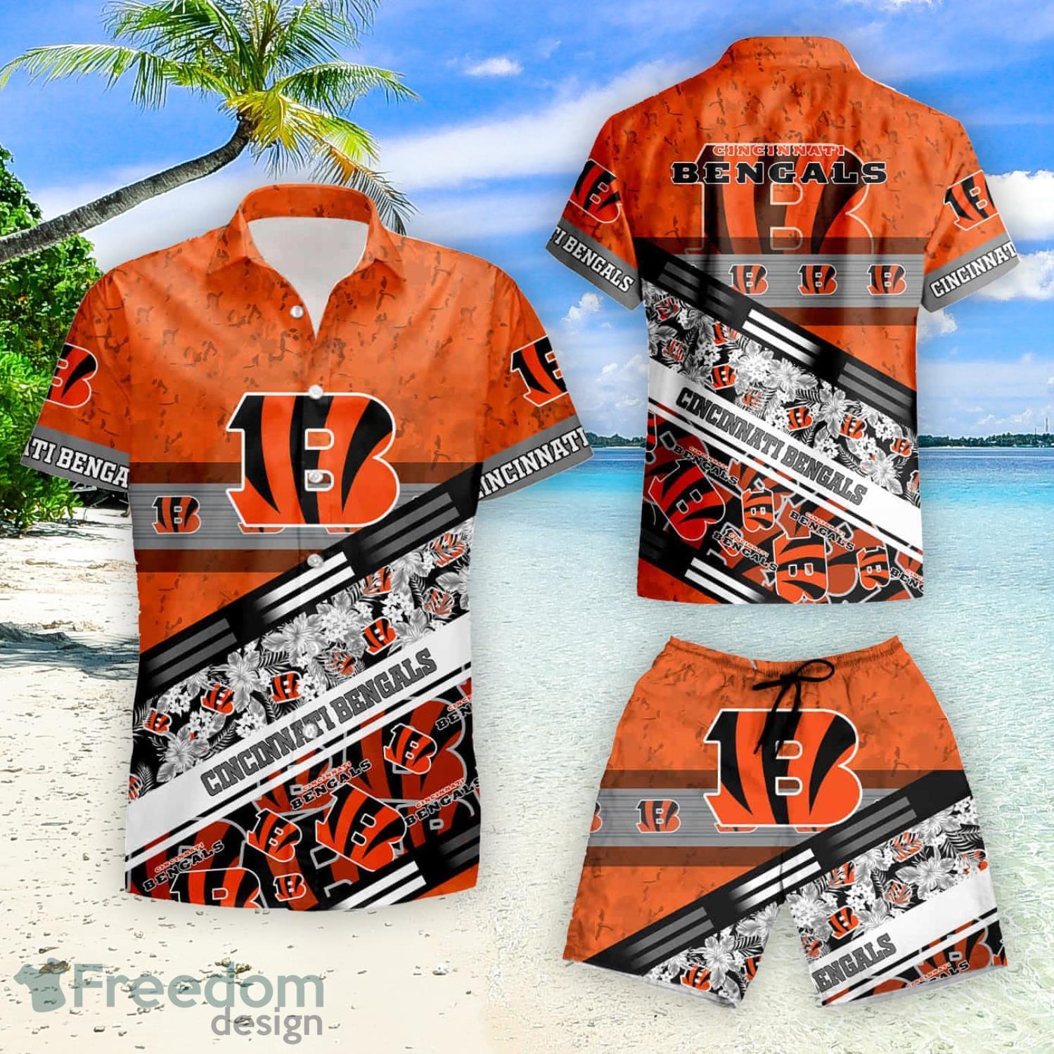 Cincinnati Bengals Summer Beach Shirt and Shorts Full Over Print -  Freedomdesign