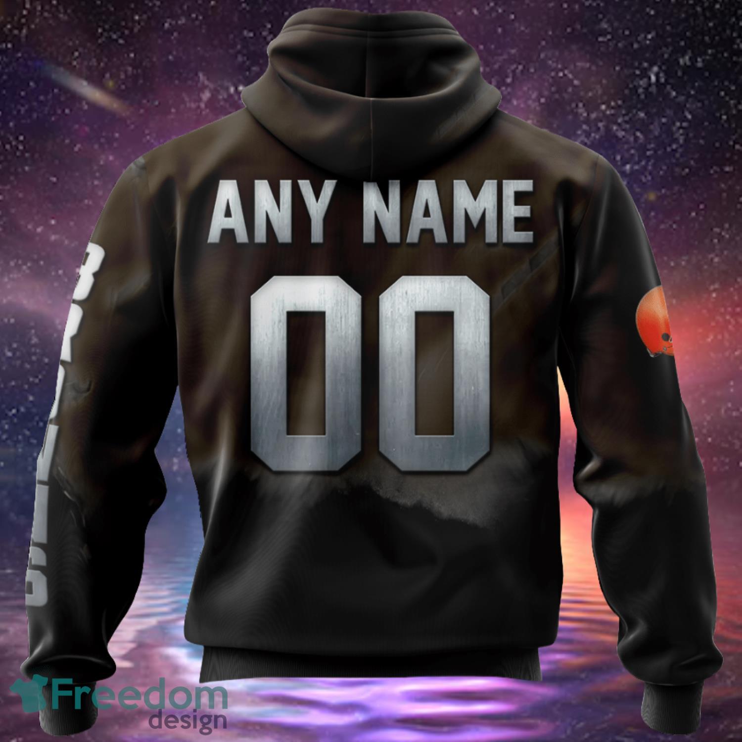 Cleveland Browns Custom Name Number Skull Hoodies Full Over