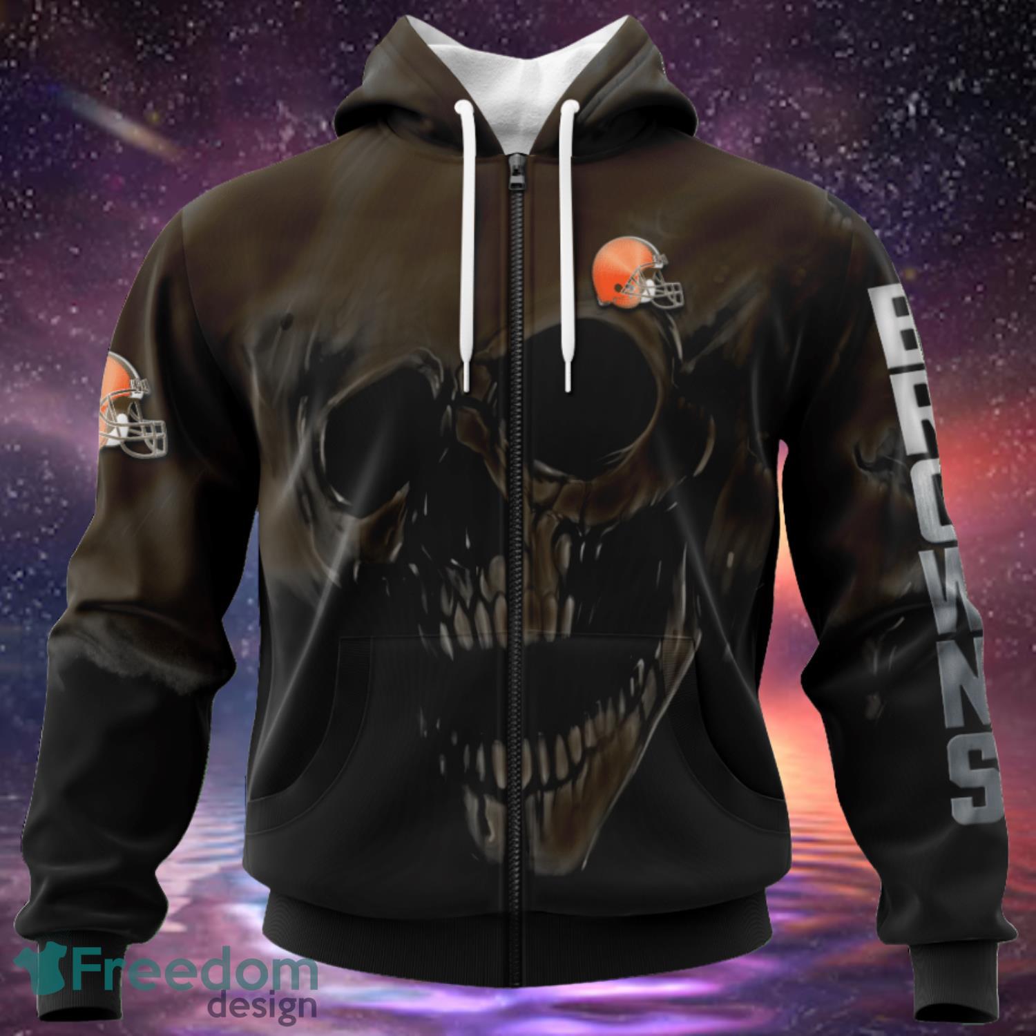 Cleveland Browns Custom Name & Number Skull Hoodies Full Over Print Product Photo 1