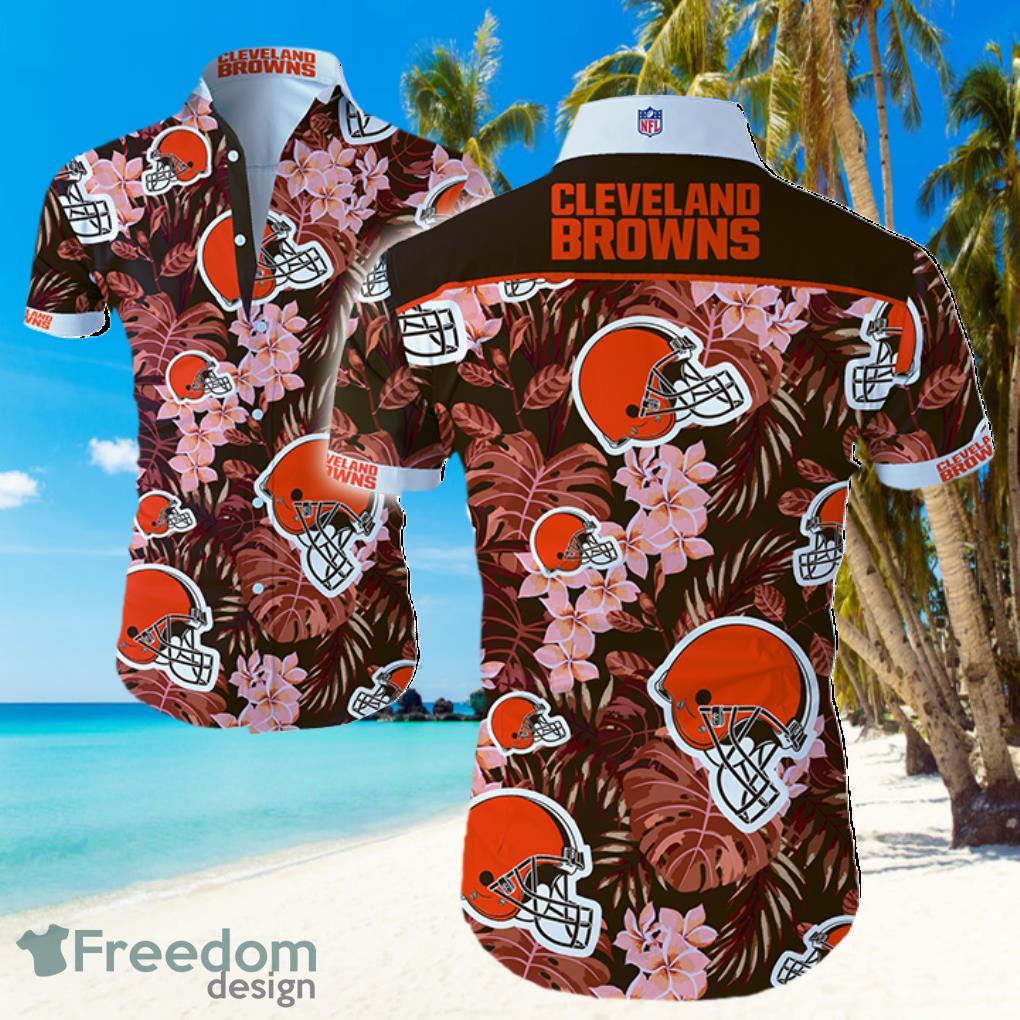 Cleveland Browns Logo Flower Hawaiian Summer Beach Shirt Full Print Product Photo 1