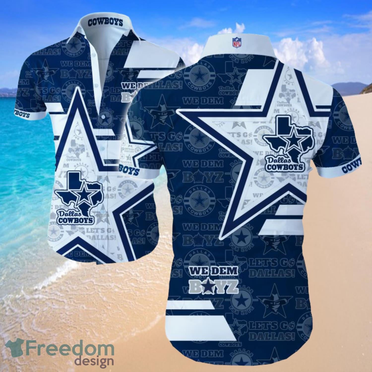 Dallas Cowboys Big Logo Hawaiian Summer Beach Shirt Full Print Product Photo 1