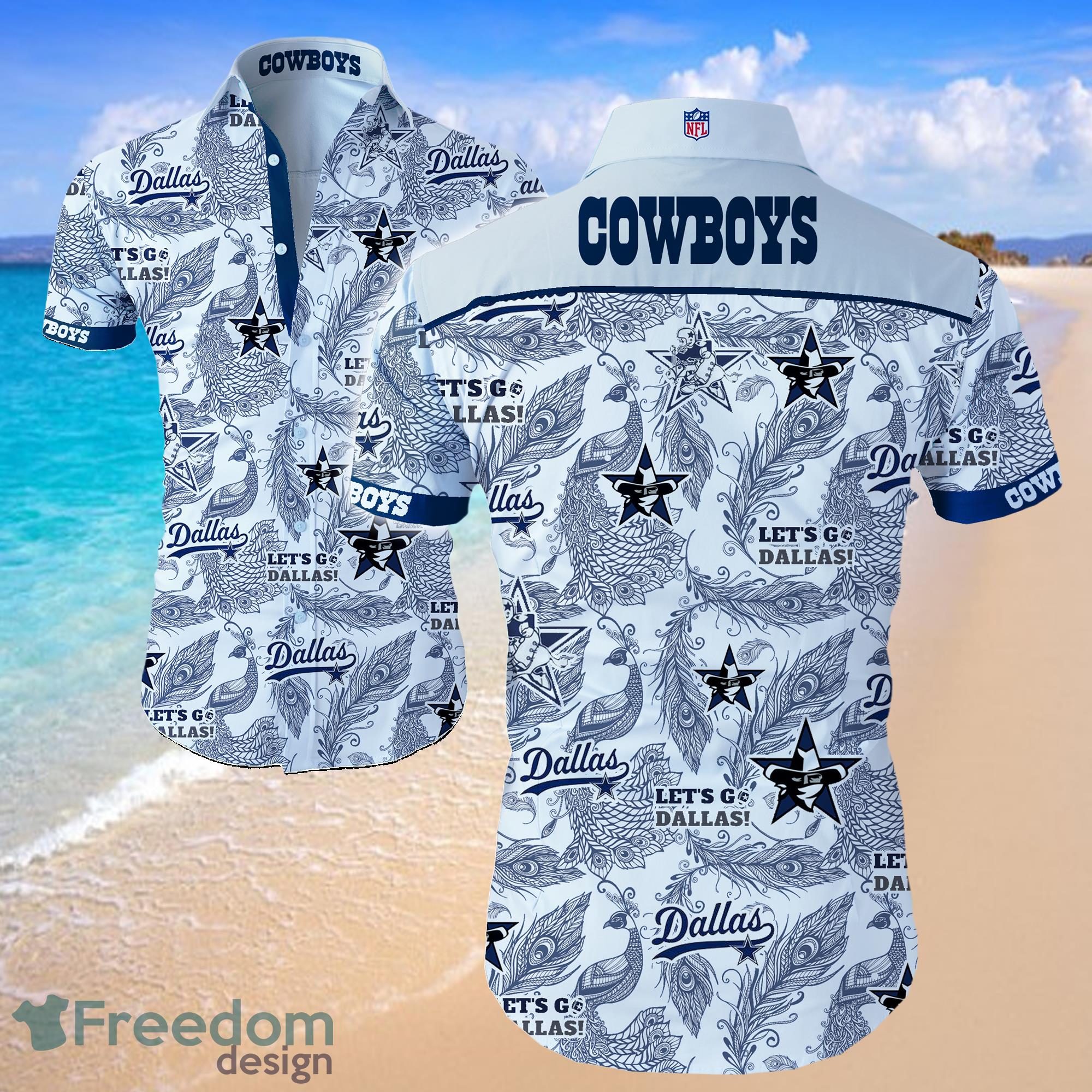 Dallas Cowboys Football White Shirt Hawaiian Summer Beach Shirt Full Print Product Photo 1