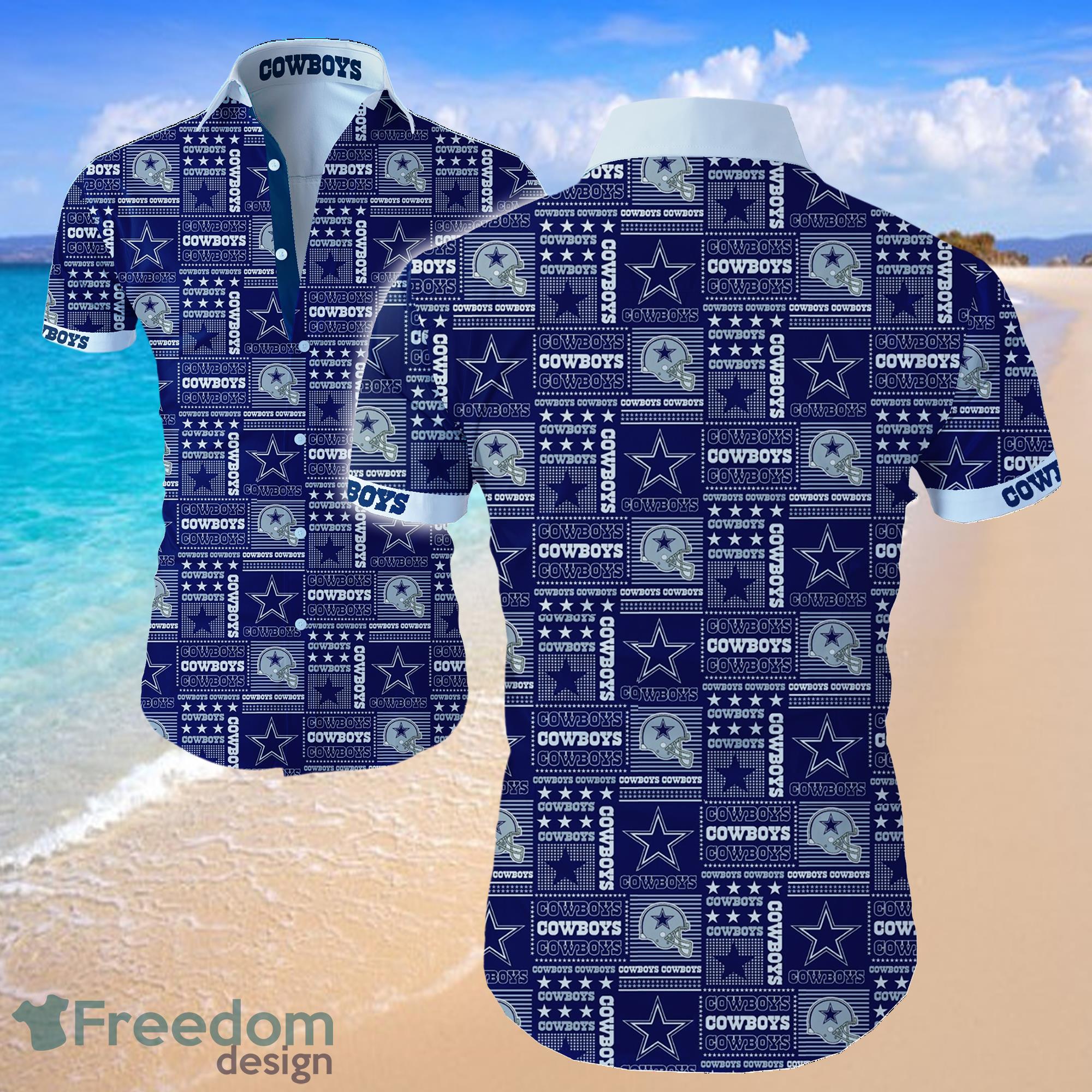 Dallas Cowboys Logo Blue Shirt Hawaiian Summer Beach Shirt Full Print Product Photo 1