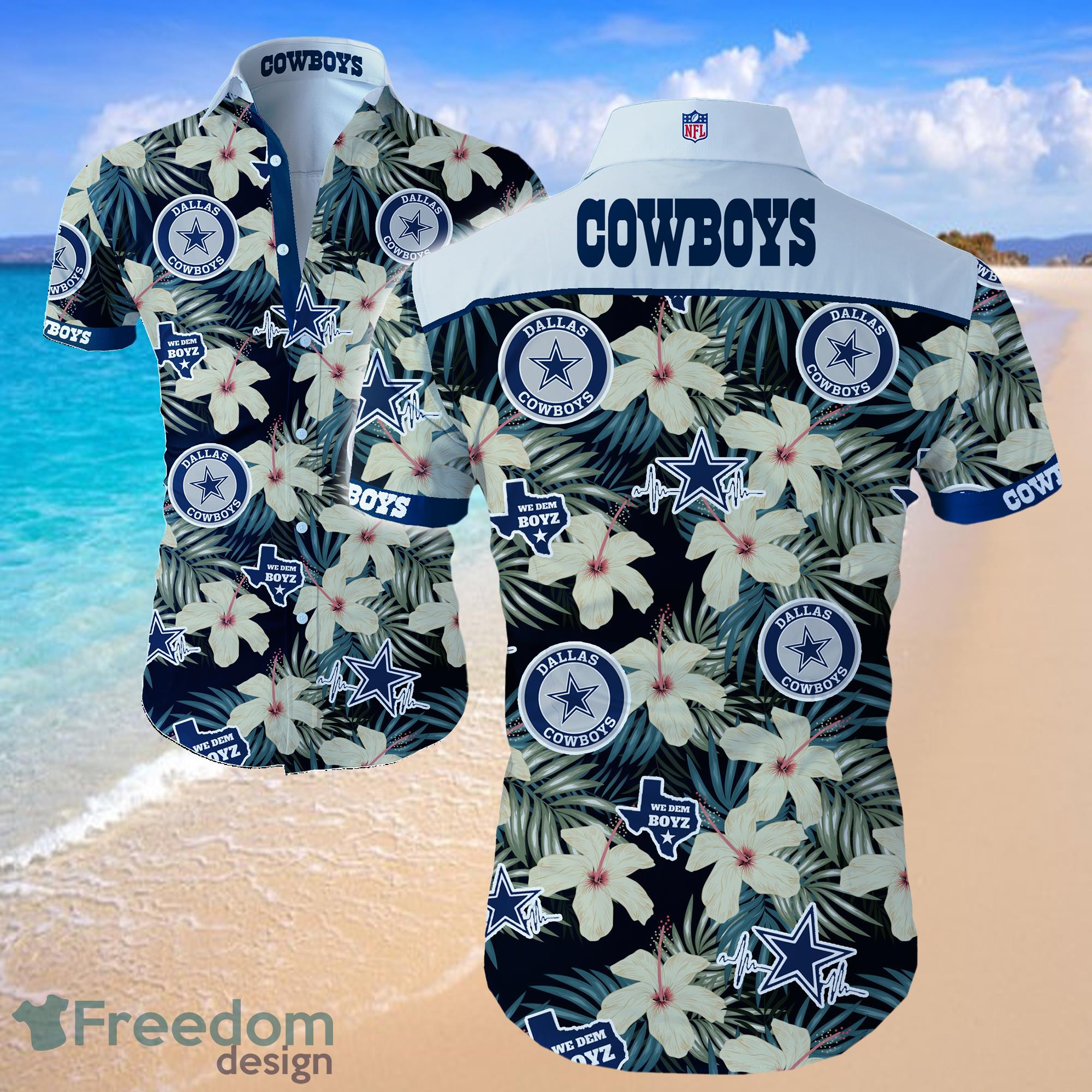 Dallas Cowboys Logo Flower Hawaiian Summer Beach Shirt Full Print Product Photo 1