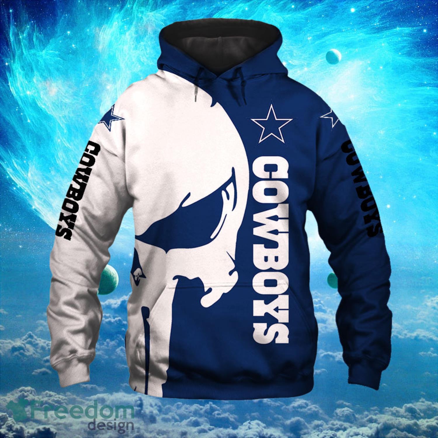Dallas Cowboys White Skull Hoodies Full Over Print Product Photo 1