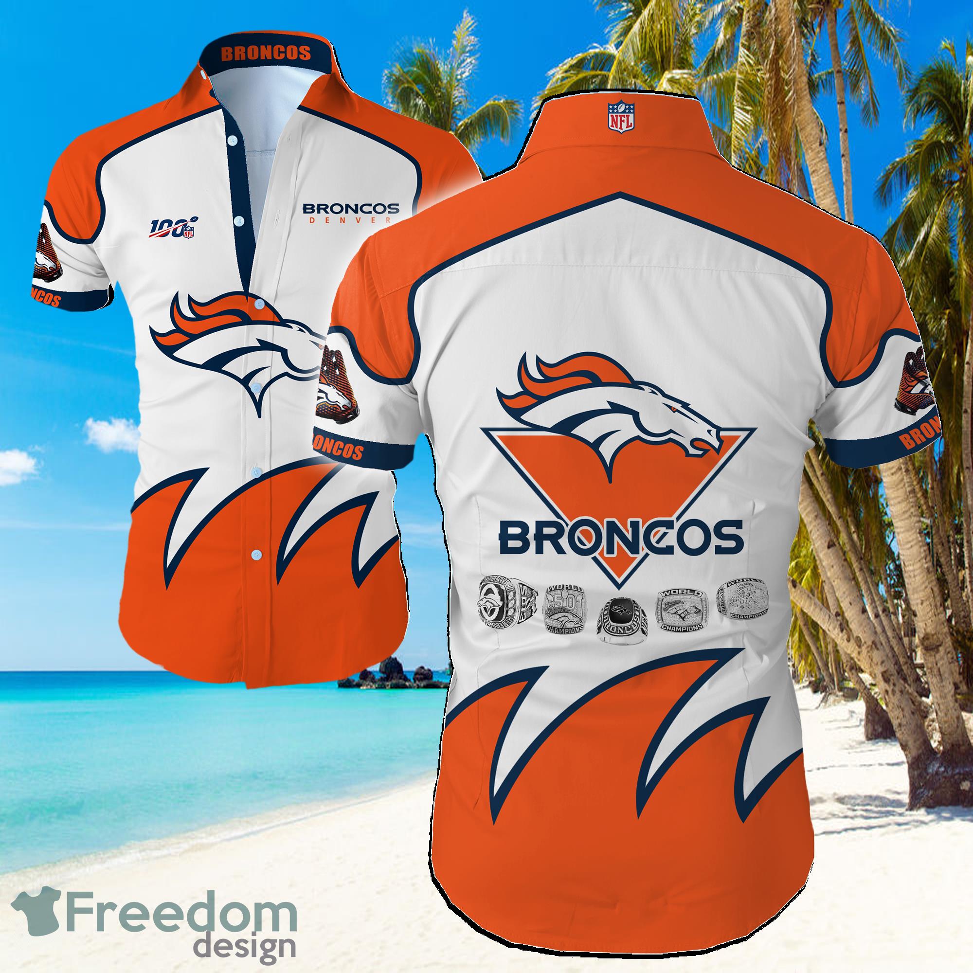 Denver Broncos Big Logo Hawaiian Summer Beach Shirt Full Print Product Photo 1