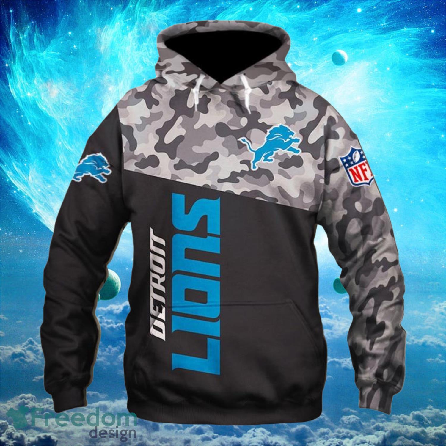 Detroit Lions Logo Dark Hoodies Full Over Print Product Photo 1