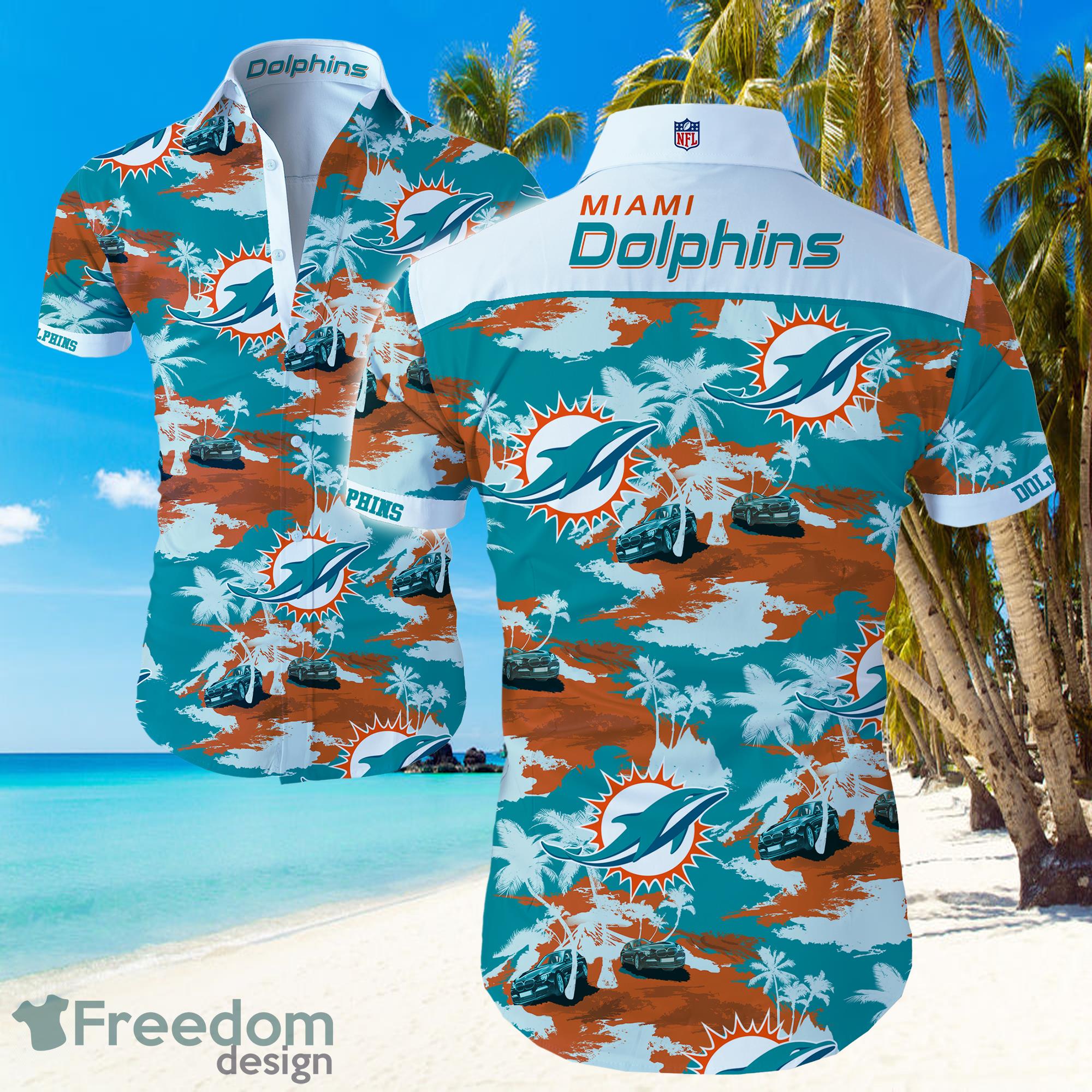 Football NFL Miami Dolphins Logo  Hawaiian Summer Beach Shirt Full Print Product Photo 1
