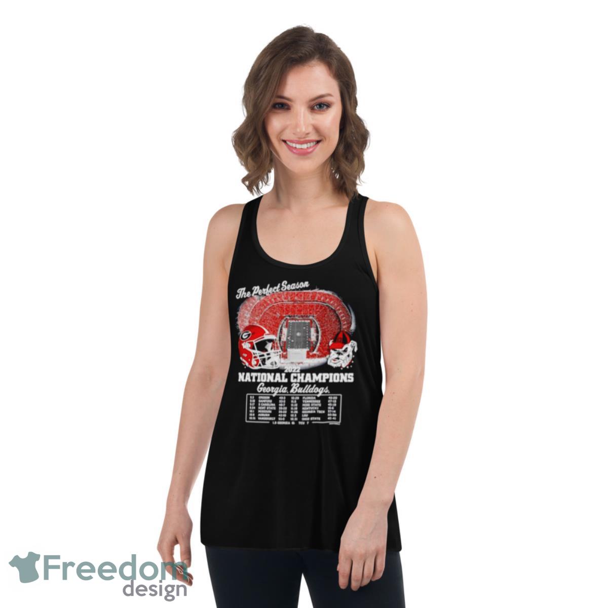 Georgia Bulldogs Back To Back College Football Playoff National Champions The Perfect Season Shirt - Womens Flowy Racerback Tank Georgia Bulldogs Back To Back College Football Playoff National Champions The Perfect Season Shirt - Womens Flowy Racerback Tank