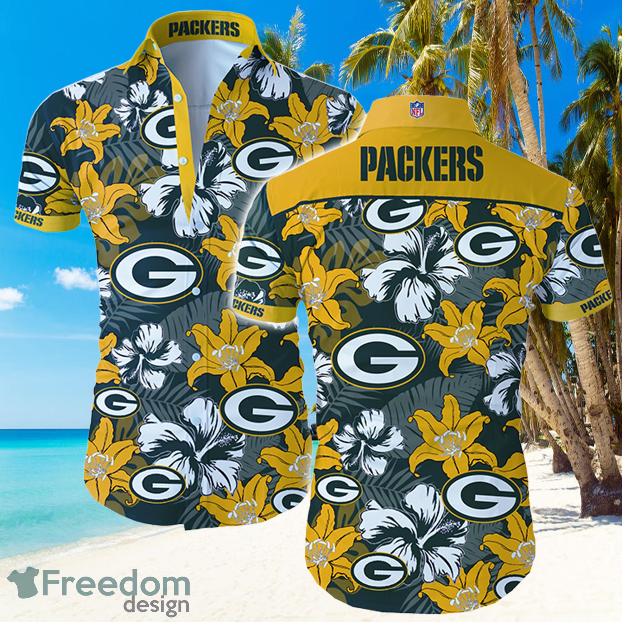 Green Bay Packers NFL Flower Hawaiian Summer Beach Shirt Full Print Product Photo 1