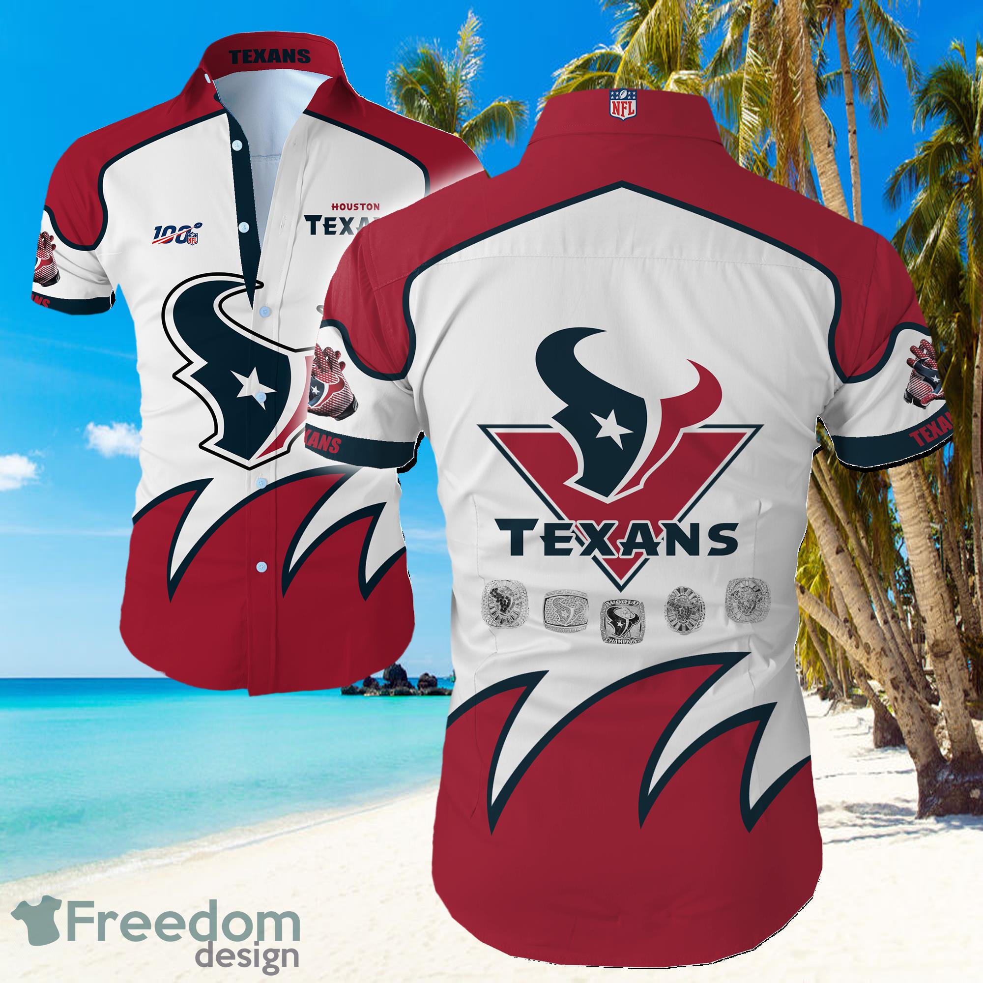 Houston Texans Big Logo Hawaiian Summer Beach Shirt Full Print Product Photo 1