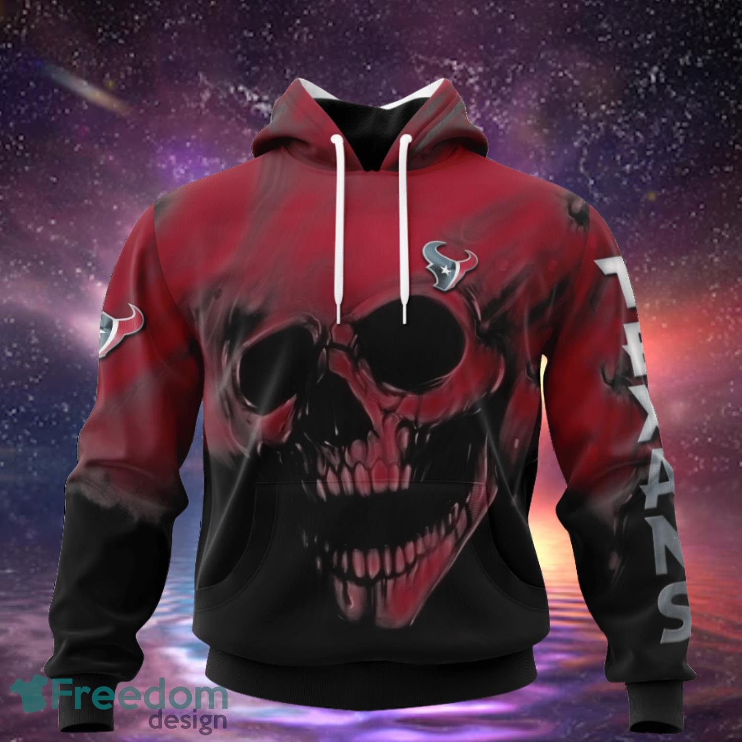 Houston Texans Custom Name & Number Skull Hoodies Full Over Print Product Photo 2