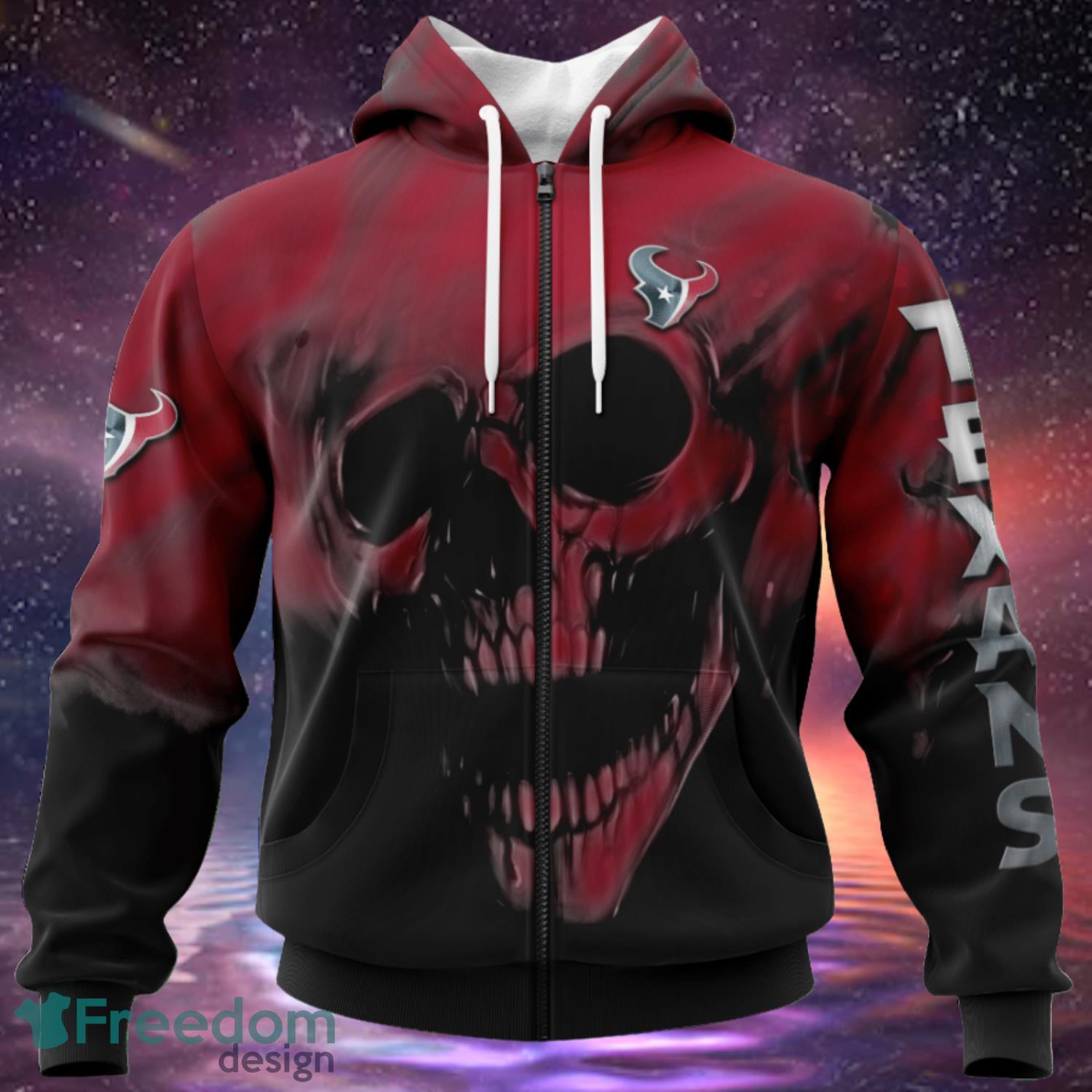 Houston Texans Custom Name & Number Skull Hoodies Full Over Print Product Photo 1