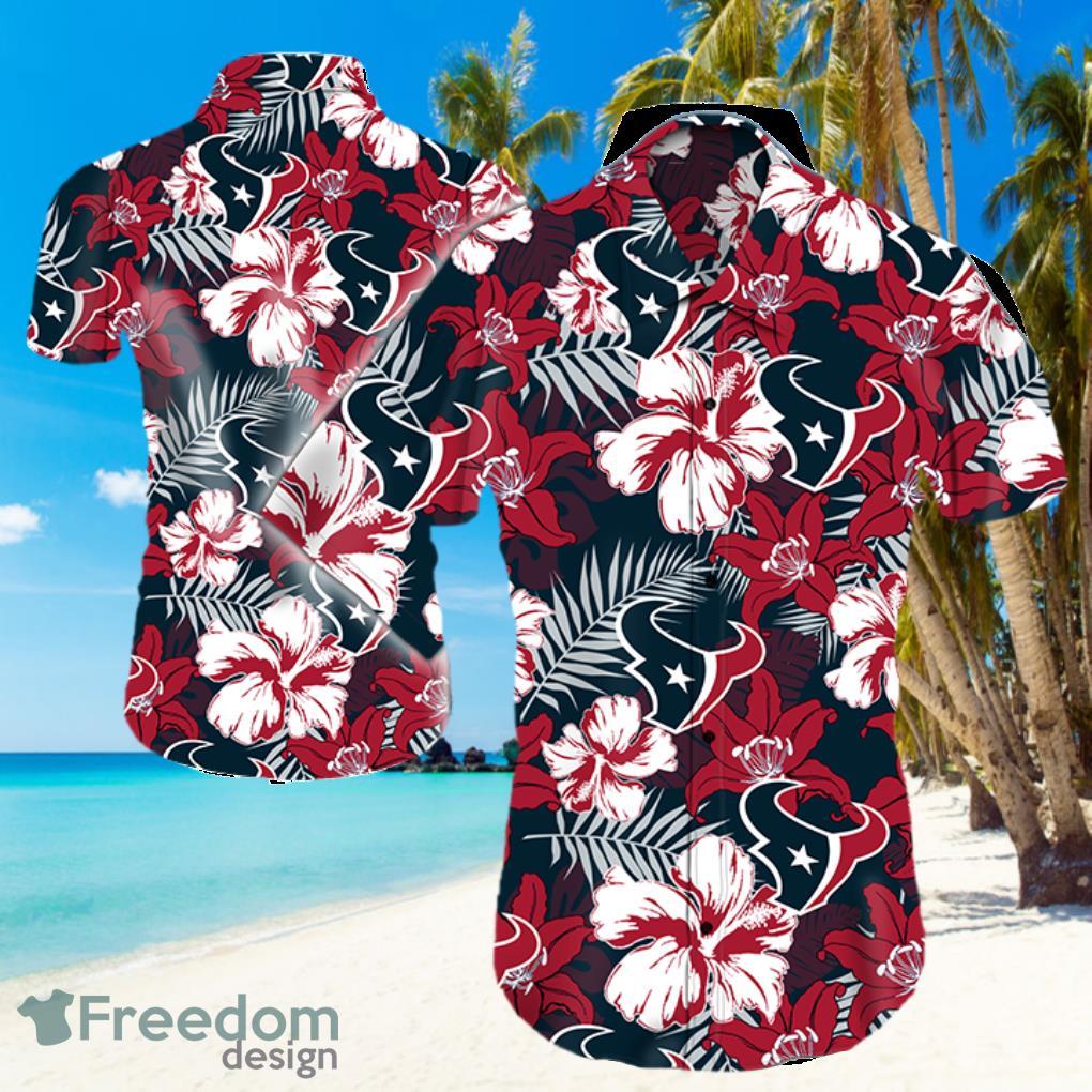 Houston Texans Logo Red Shirt Hawaiian Summer Beach Shirt Full Print Product Photo 1