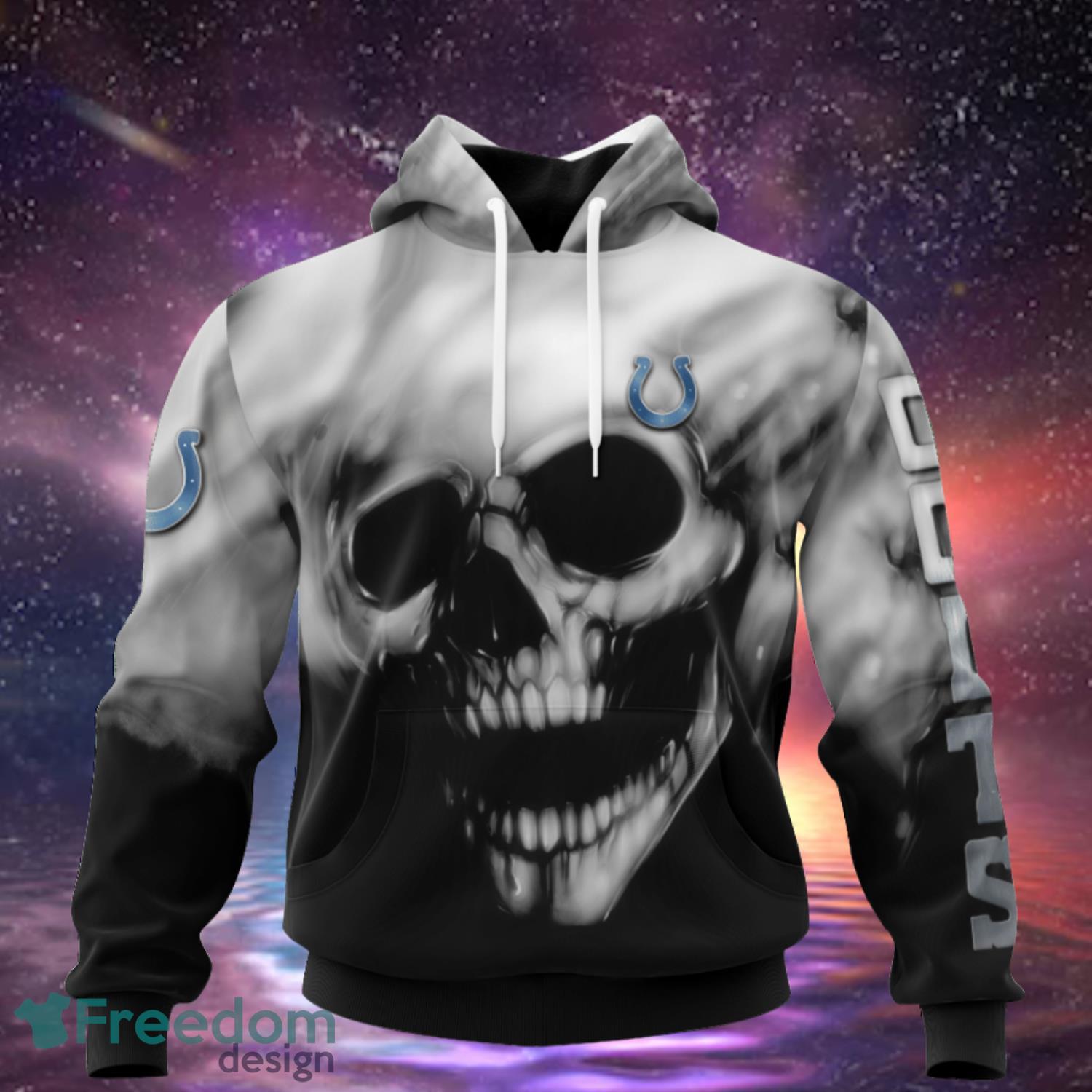 Indianapolis Colts Custom Name & Number Skull Hoodies Full Over Print Product Photo 1
