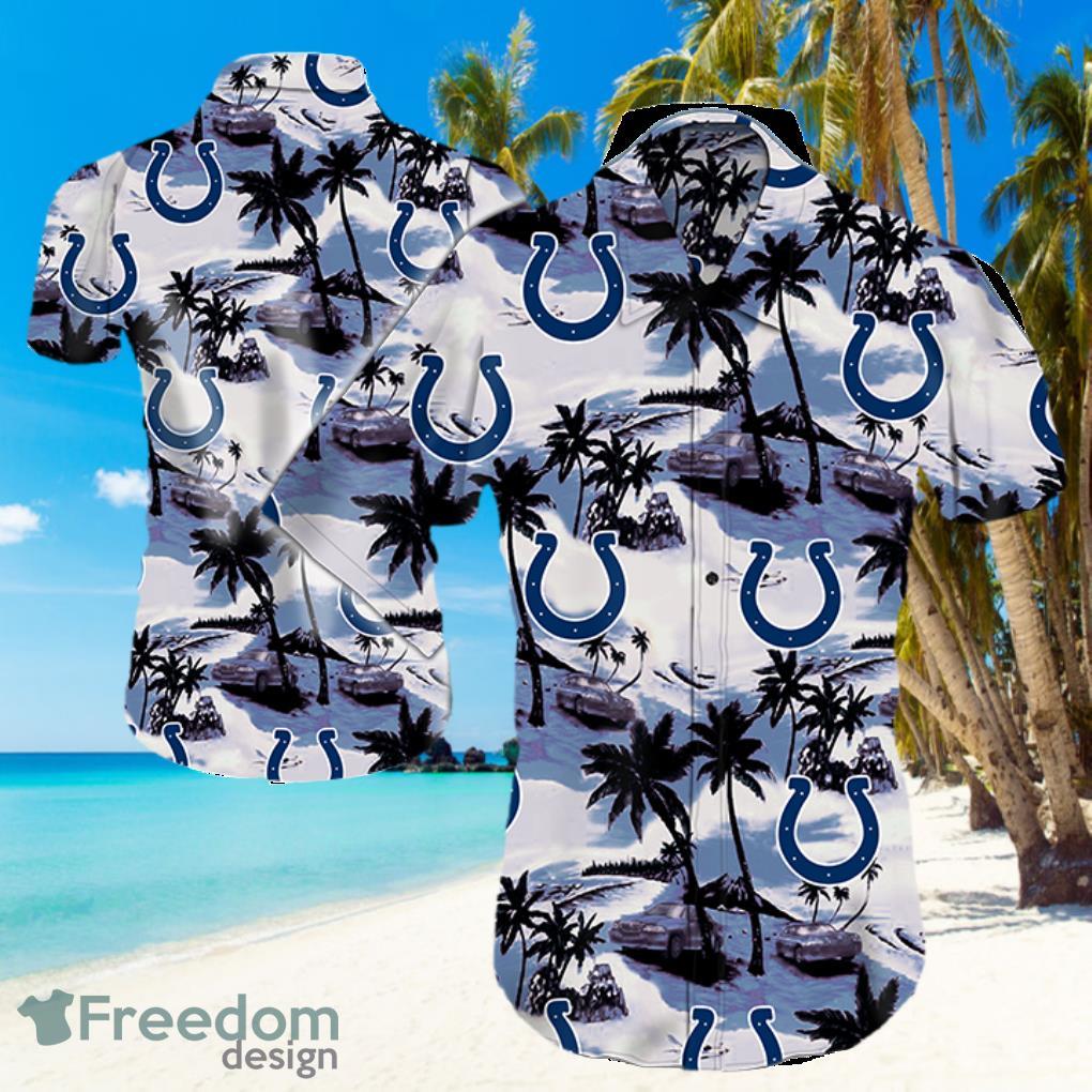 Indianapolis Colts Logo White Shirt Hawaiian Summer Beach Shirt Full Print Product Photo 1