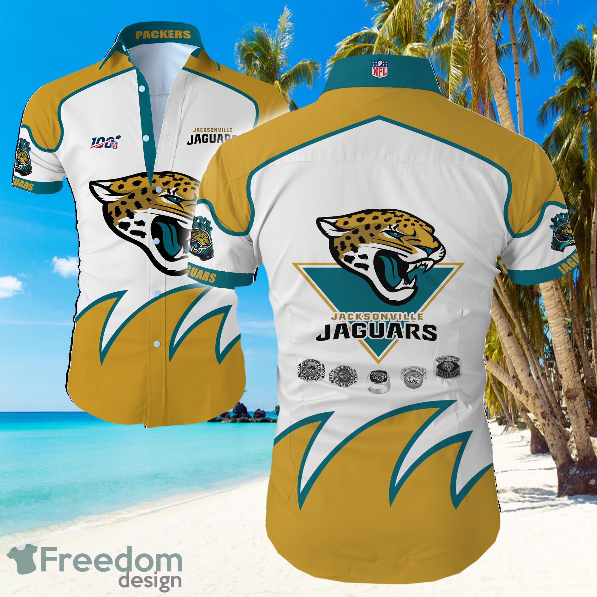 Jacksonville Jaguars Big Logo Hawaiian Summer Beach Shirt Full Print Product Photo 1
