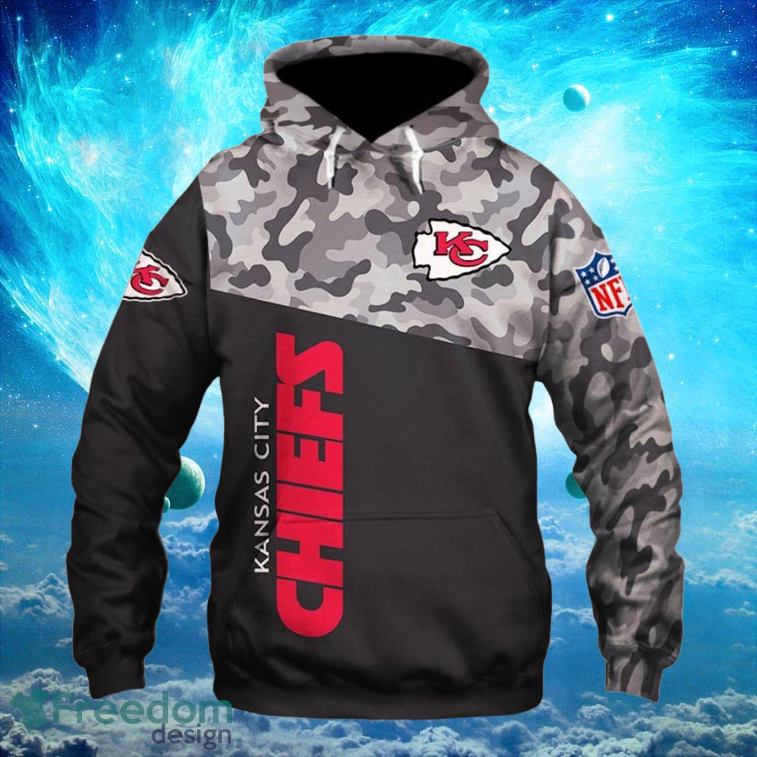 Kansas City Chiefs Military Logo Dark Hoodies Full Over Print Product Photo 2