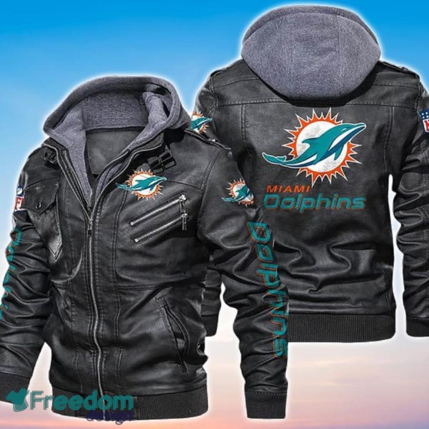 Miami Dolphins NFL Logo Vintage Leather Jacket For Men And Women -  Freedomdesign