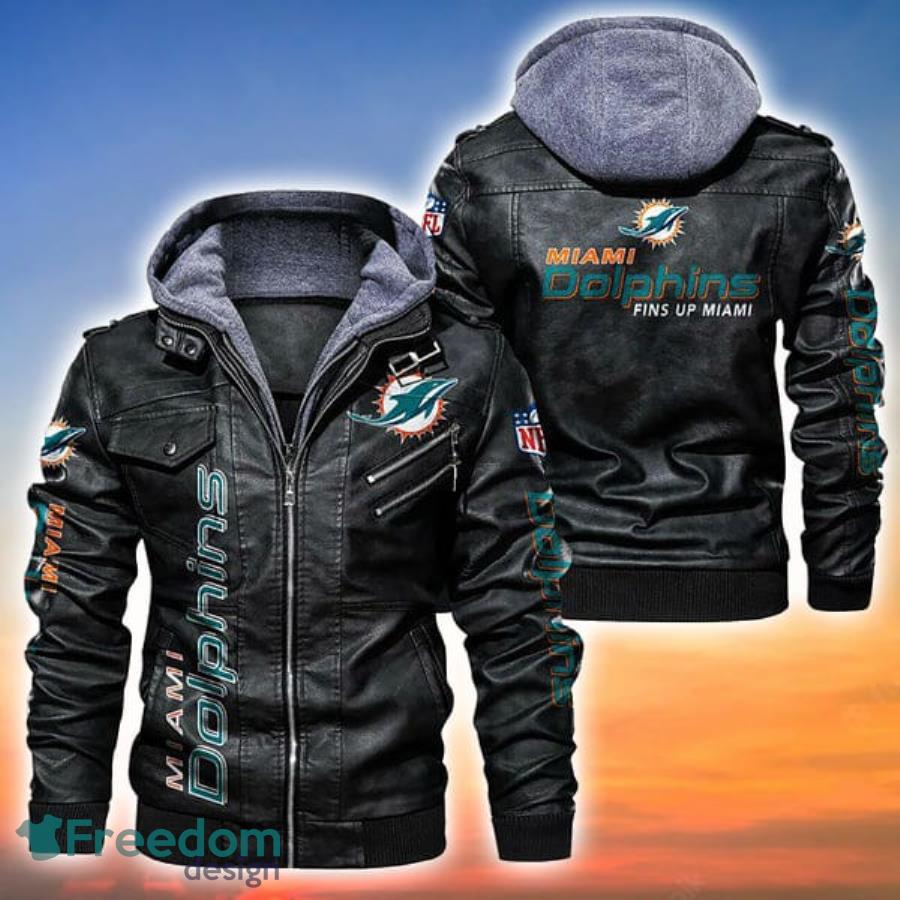 NFL Miami Dolphins Fans Style 5 Logo Black And Brown Leather Jacket Men And  Women - Freedomdesign