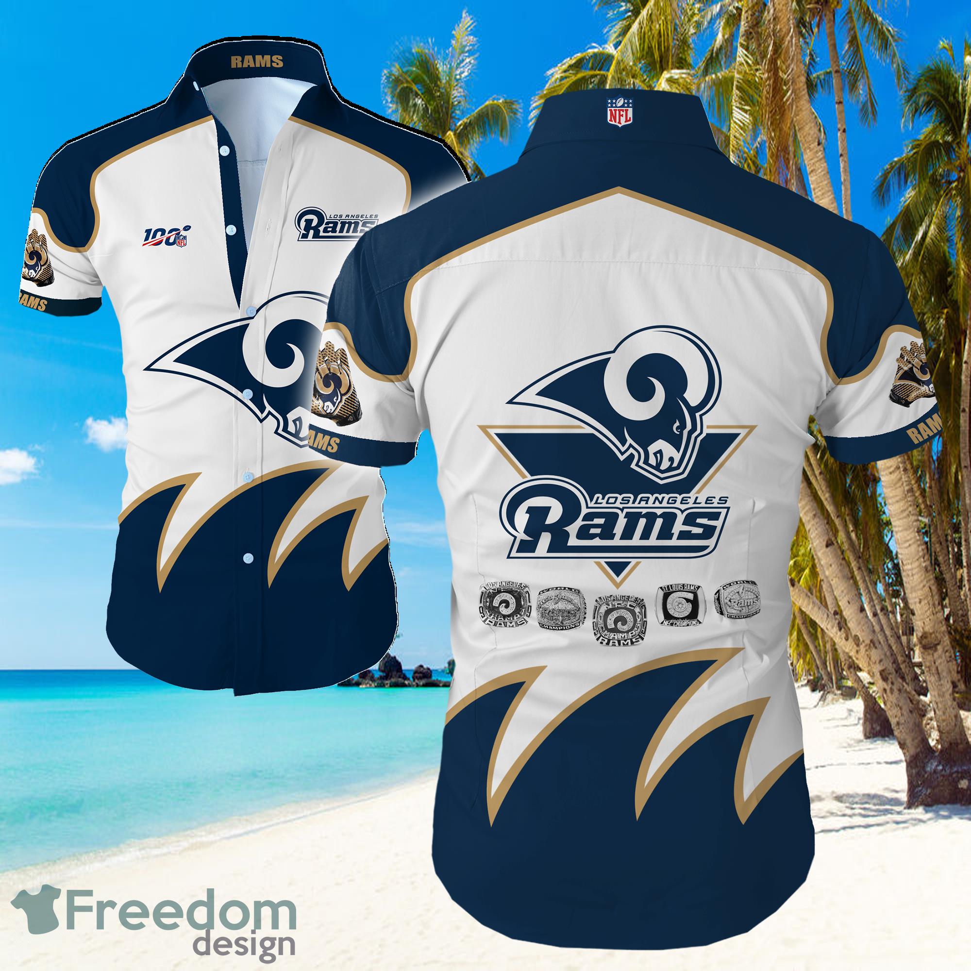 Los Angeles Rams Big Logo Hawaiian Summer Beach Shirt Full Print Product Photo 1